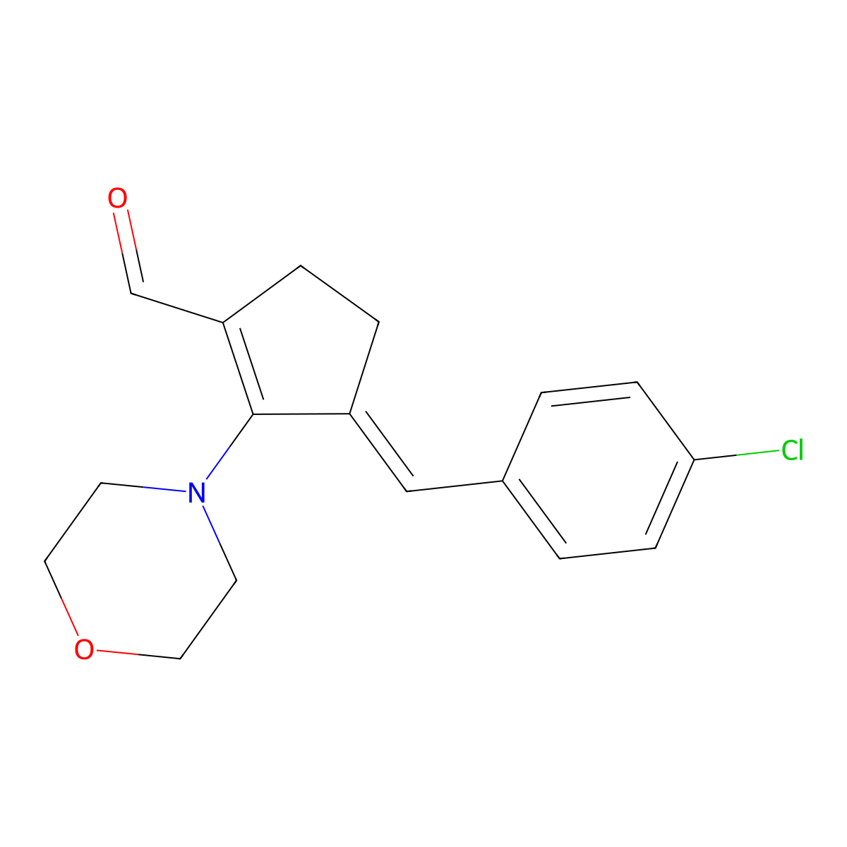 (3E)-3-[(4-chlorophenyl)methylidene]-2-(morpholin-4-yl)cyclopent-1-ene-1-carbaldehyde molecular structure, CAS 327106-84-3