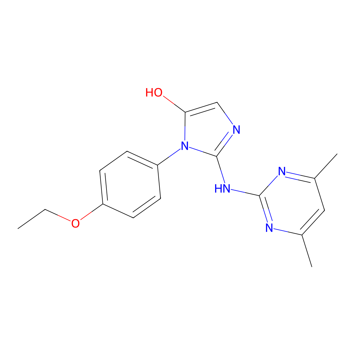 2-[(4,6-dimethylpyrimidin-2-yl)amino]-1-(4-ethoxyphenyl)-1H-imidazol-5-ol molecular structure, CAS 327107-28-8