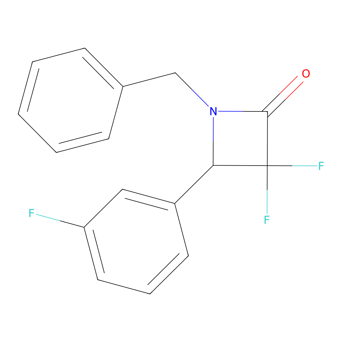 1-Benzyl-3,3-difluoro-4-(3-fluorophenyl)azetidin-2-one molecular structure, CAS 327107-31-3