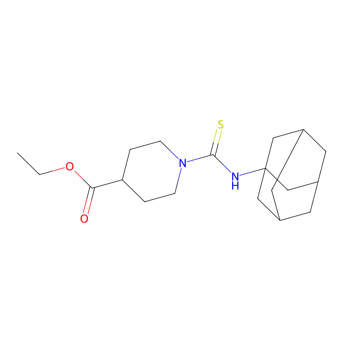 Ethyl 1-(1-adamantylcarbamothioyl)piperidine-4-carboxylate molecular structure, CAS 327107-38-0