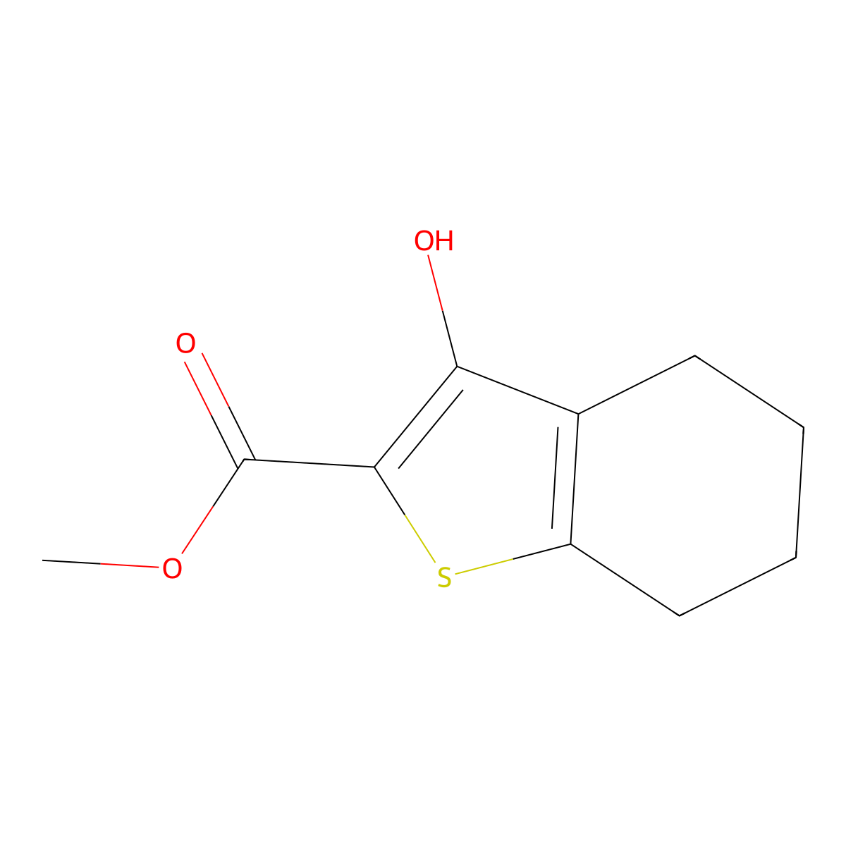 Methyl 3-hydroxy-4,5,6,7-tetrahydro-1-benzothiophene-2-carboxylate molecular structure, CAS 32711-60-7