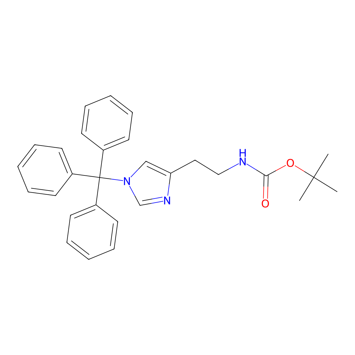 tert-Butyl [2-(1-trityl-1H-imidazol-4-yl)ethyl]carbamate molecular structure, CAS 327160-17-8