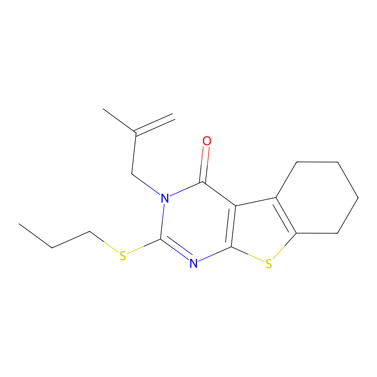 3-(2-Methylprop-2-enyl)-2-propylsulfanyl-5,6,7,8-tetrahydro-[1]benzothiolo[2,3-d]pyrimidin-4-one molecular structure, CAS 327167-34-0