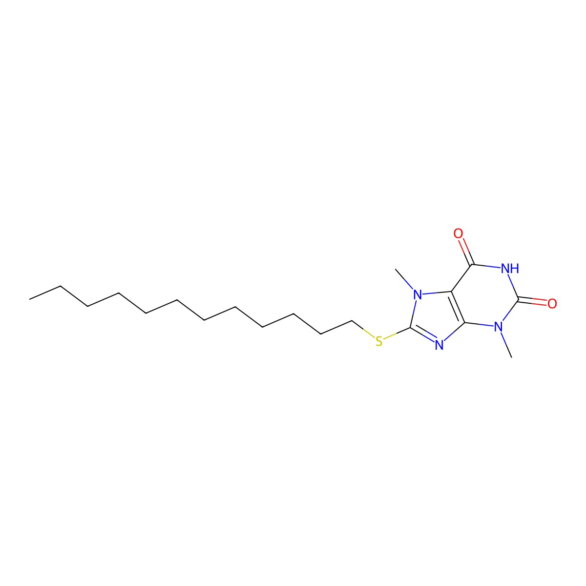 8-Dodecylsulfanyl-3,7-dimethylpurine-2,6-dione molecular structure, CAS 327167-60-2