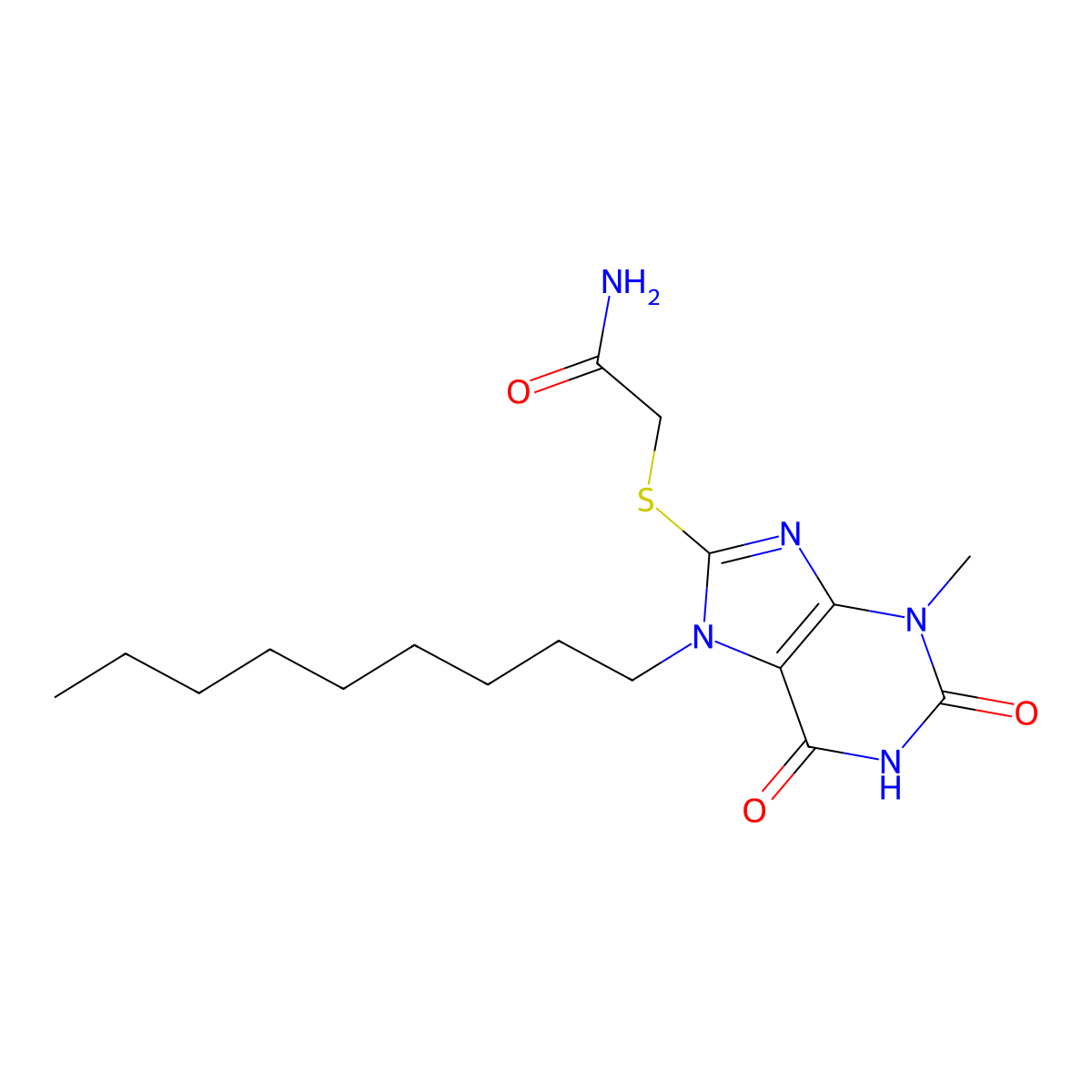 2-[(3-methyl-7-nonyl-2,6-dioxo-2,3,6,7-tetrahydro-1H-purin-8-yl)sulfanyl]acetamide molecular structure, CAS 327167-66-8