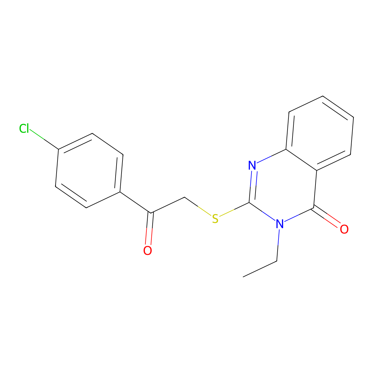 2-{[2-(4-chlorophenyl)-2-oxoethyl]sulfanyl}-3-ethyl-4(3H)-quinazolinone molecular structure, CAS 327167-70-4