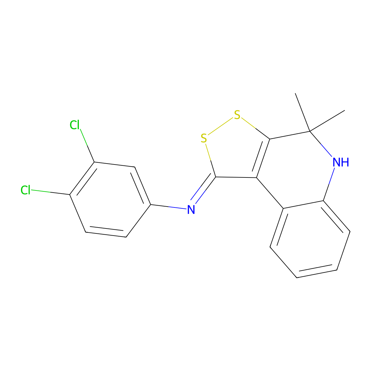 N-(3,4-dichlorophenyl)-4,4-dimethyl-5H-dithiolo[3,4-c]quinolin-1-imine molecular structure, CAS 327167-73-7