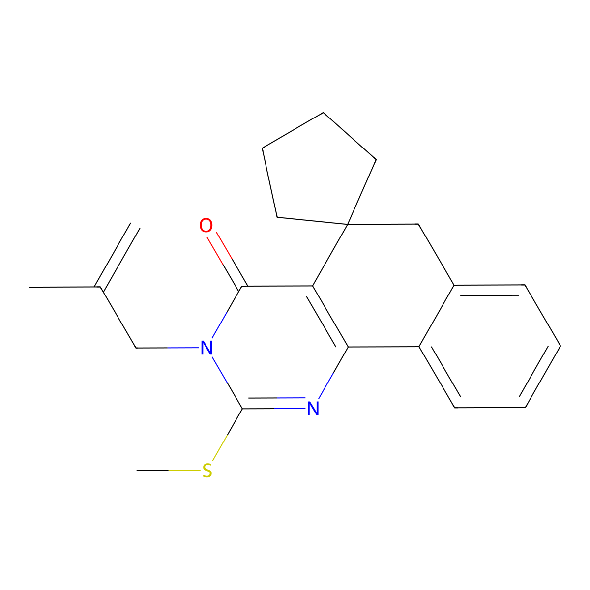 3-(2-methylprop-2-enyl)-2-methylsulfanylspiro[6H-benzo[h]quinazoline-5,1'-cyclopentane]-4-one molecular structure, CAS 327167-91-9