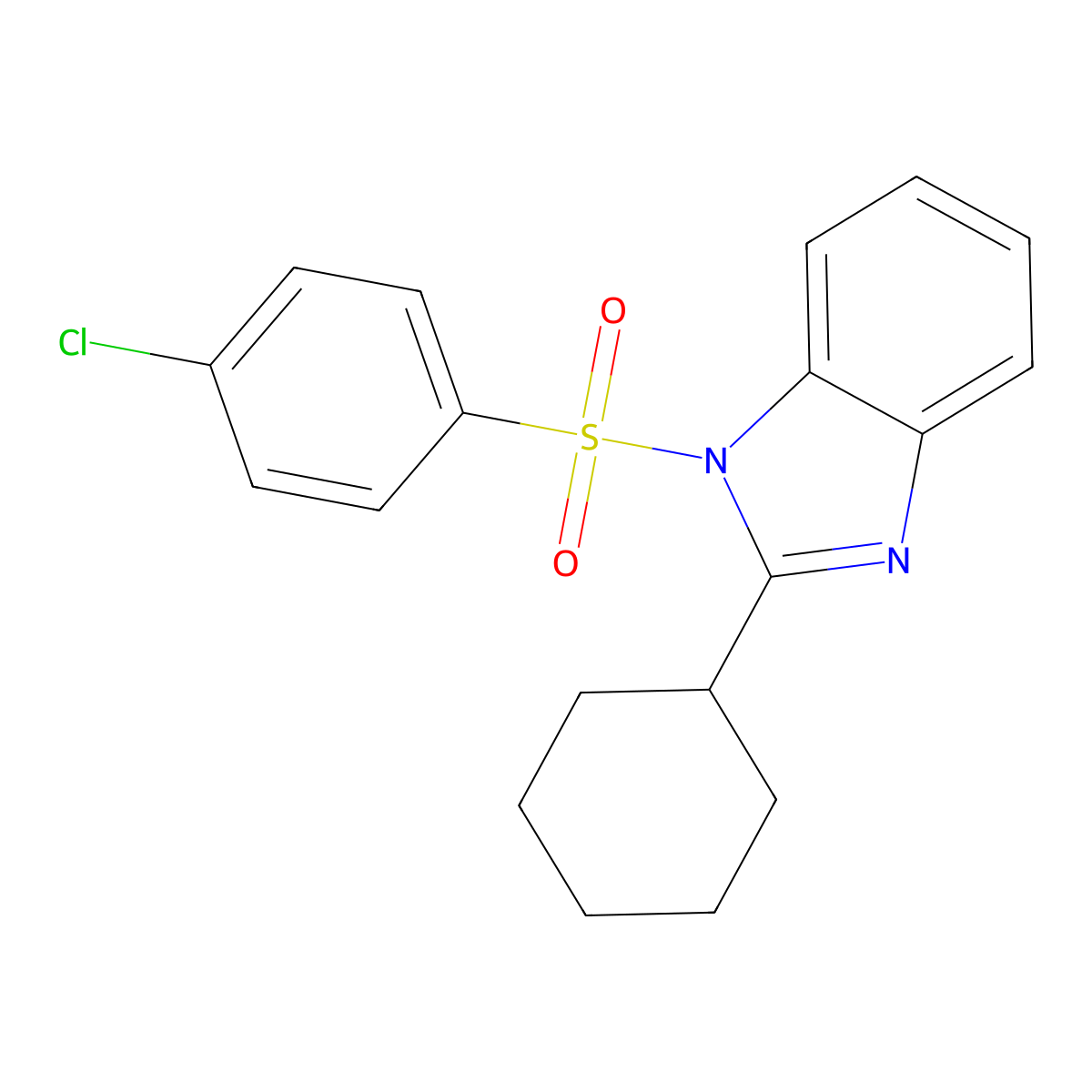 1-[(4-chlorophenyl)sulfonyl]-2-cyclohexyl-1H-benzimidazole molecular structure, CAS 327168-04-7