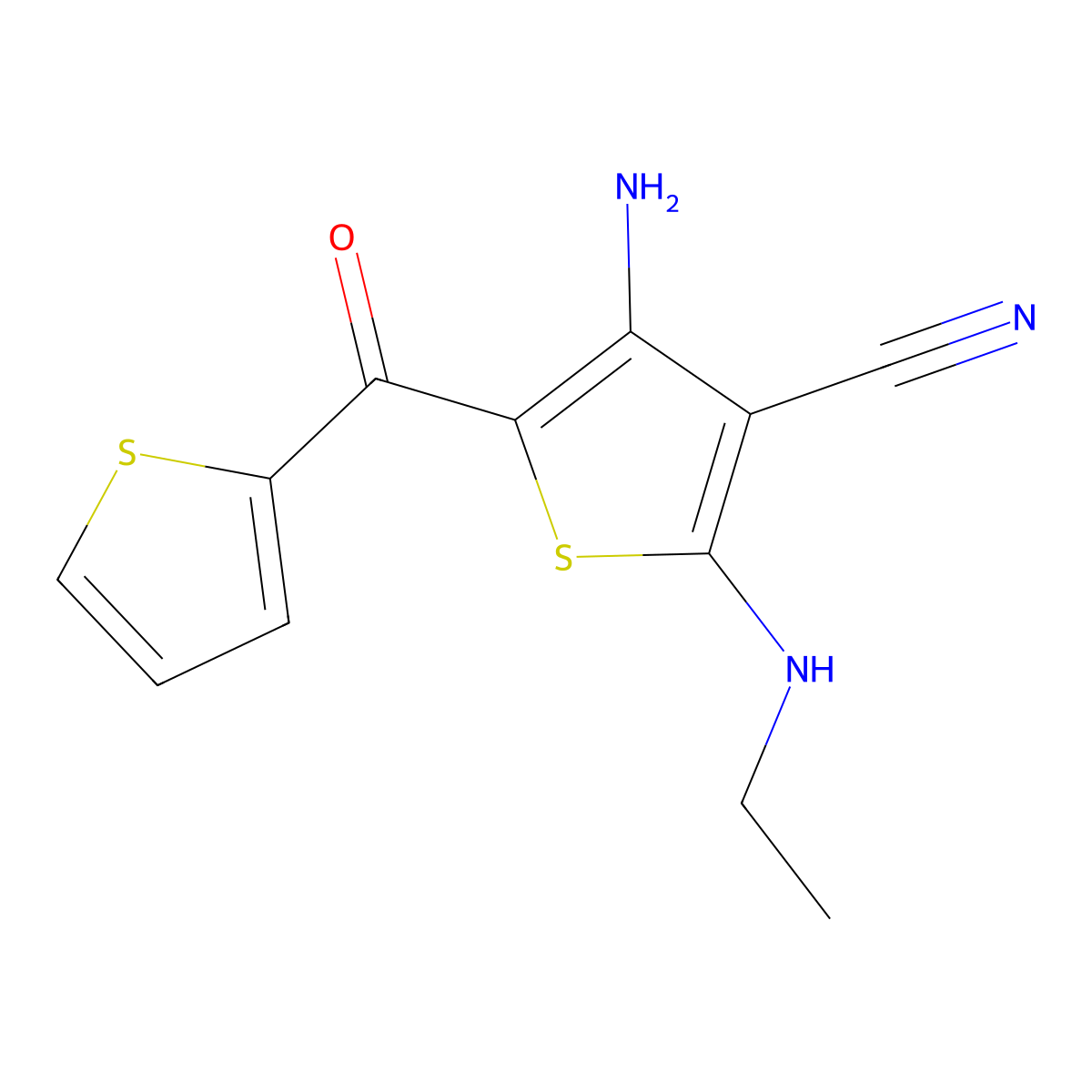 4-Amino-2-(ethylamino)-5-(thiophene-2-carbonyl)thiophene-3-carbonitrile molecular structure, CAS 327168-11-6