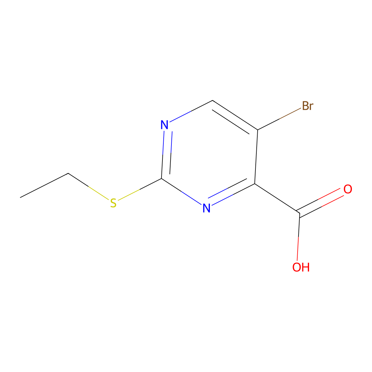 5-Bromo-2-(ethylthio)pyrimidine-4-carboxylic Acid molecular structure, CAS 327168-15-0