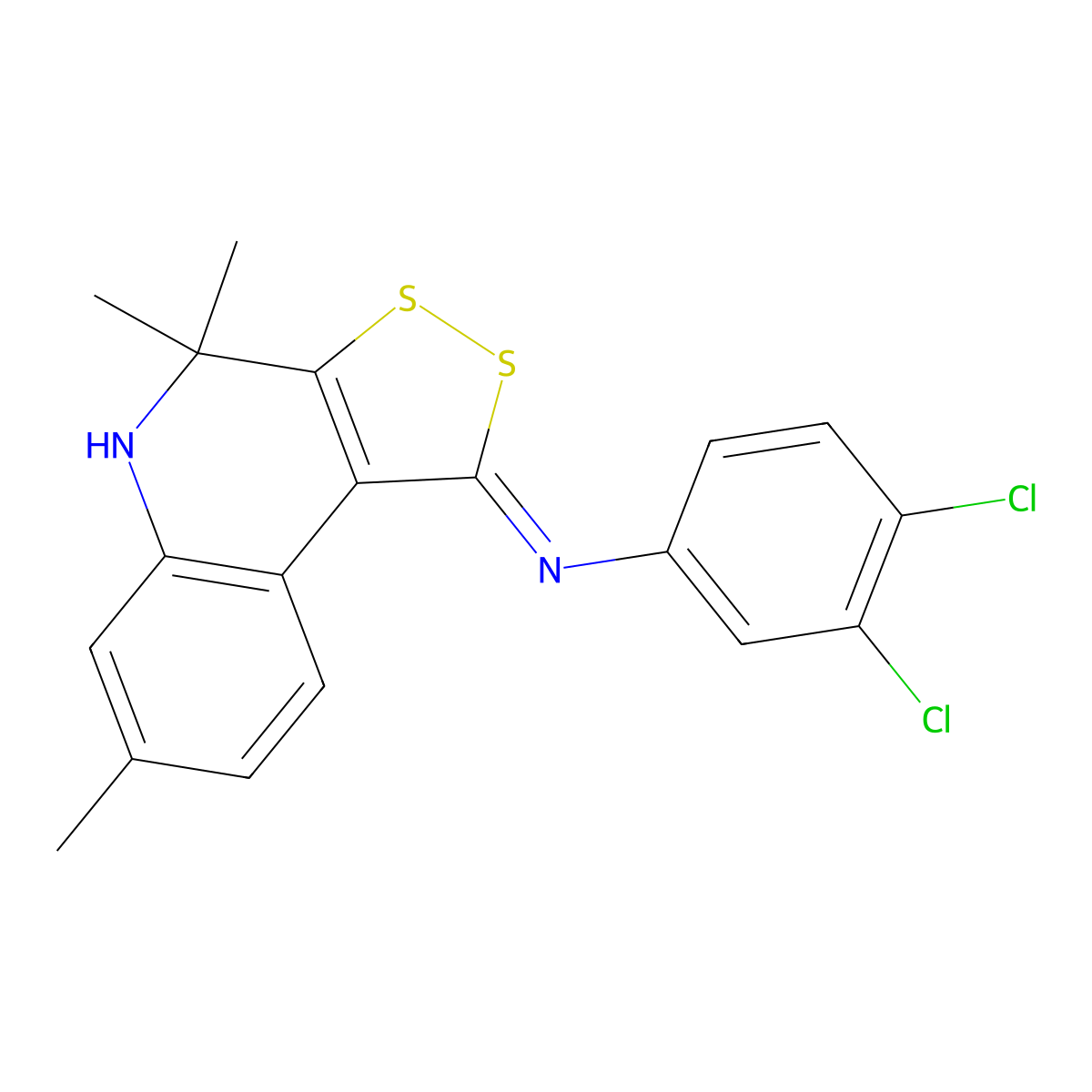 N-(3,4-dichlorophenyl)-4,4,7-trimethyl-5H-dithiolo[3,4-c]quinolin-1-imine molecular structure, CAS 327168-20-7