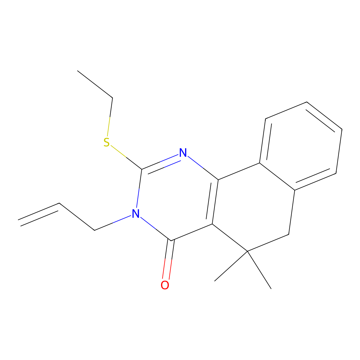 3-allyl-2-(ethylsulfanyl)-5,5-dimethyl-5,6-dihydrobenzo[h]quinazolin-4(3H)-one molecular structure, CAS 327168-44-5