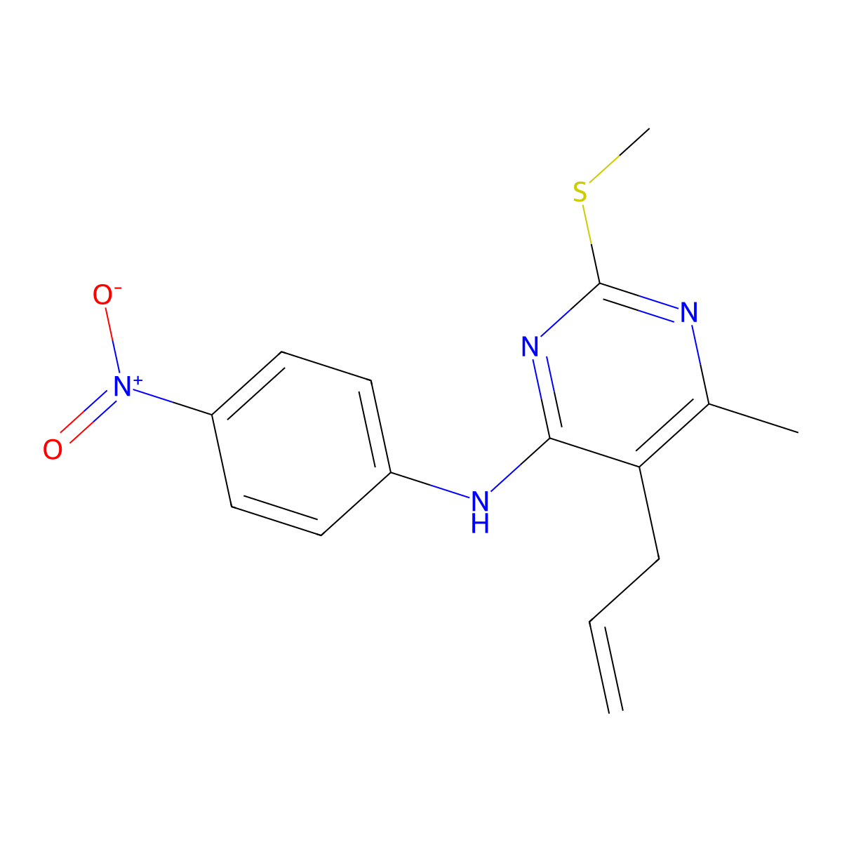 6-methyl-2-methylsulfanyl-N-(4-nitrophenyl)-5-prop-2-enylpyrimidin-4-amine molecular structure, CAS 327168-45-6