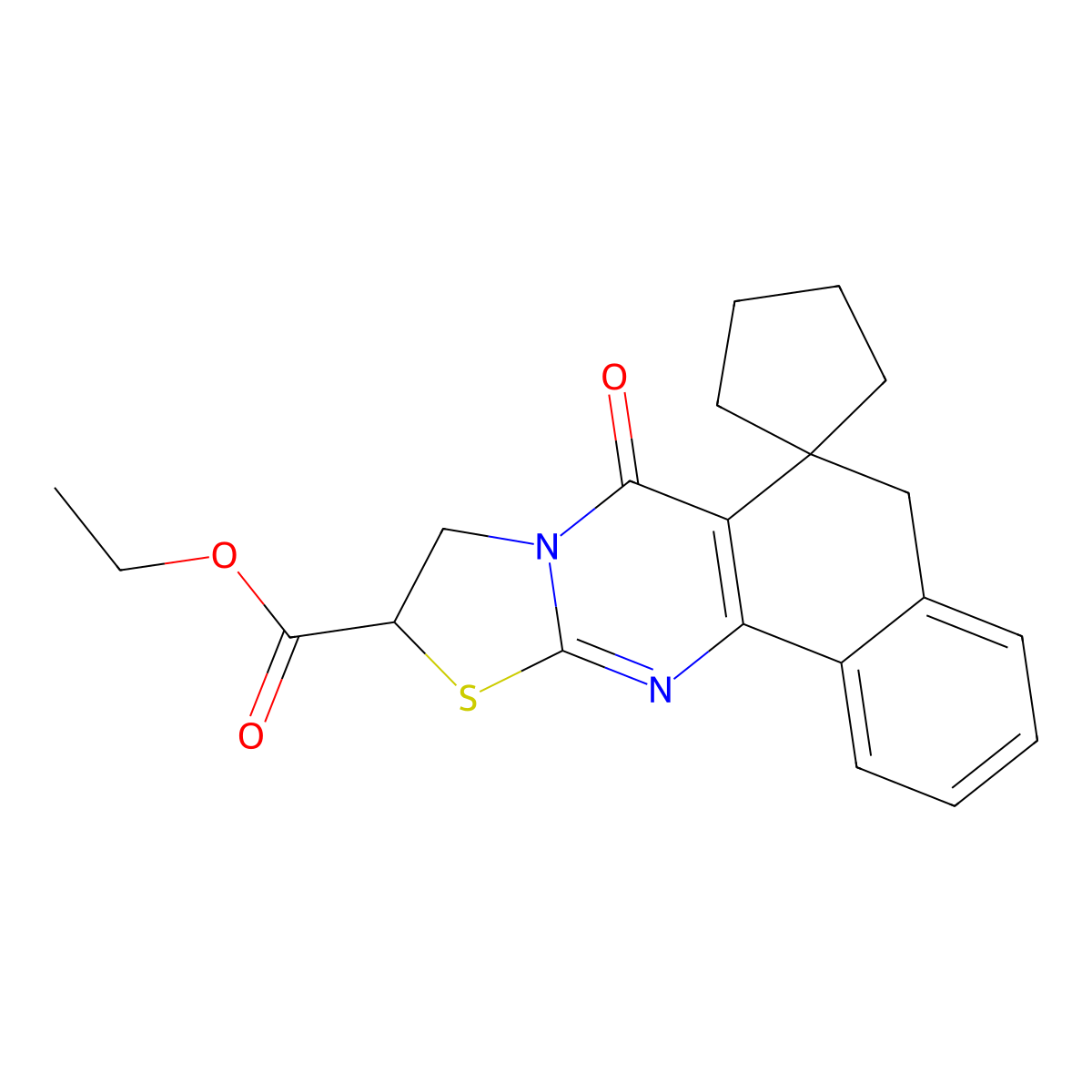 Ethyl 7-oxo-5,7,9,10-tetrahydrospiro[benzo[h][1,3]thiazolo[2,3-b]quinazoline-6,1'-cyclopentane]-10-carboxylate molecular structure, CAS 327168-64-9