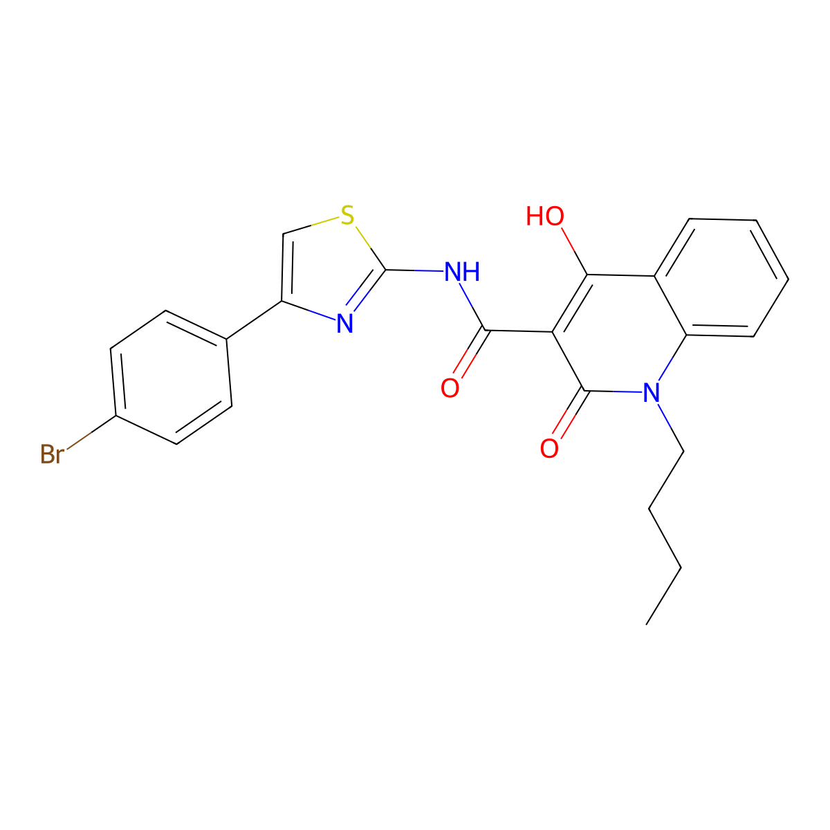 N-[4-(4-bromophenyl)-1,3-thiazol-2-yl]-1-butyl-4-hydroxy-2-oxo-1,2-dihydroquinoline-3-carboxamide molecular structure, CAS 327168-88-7