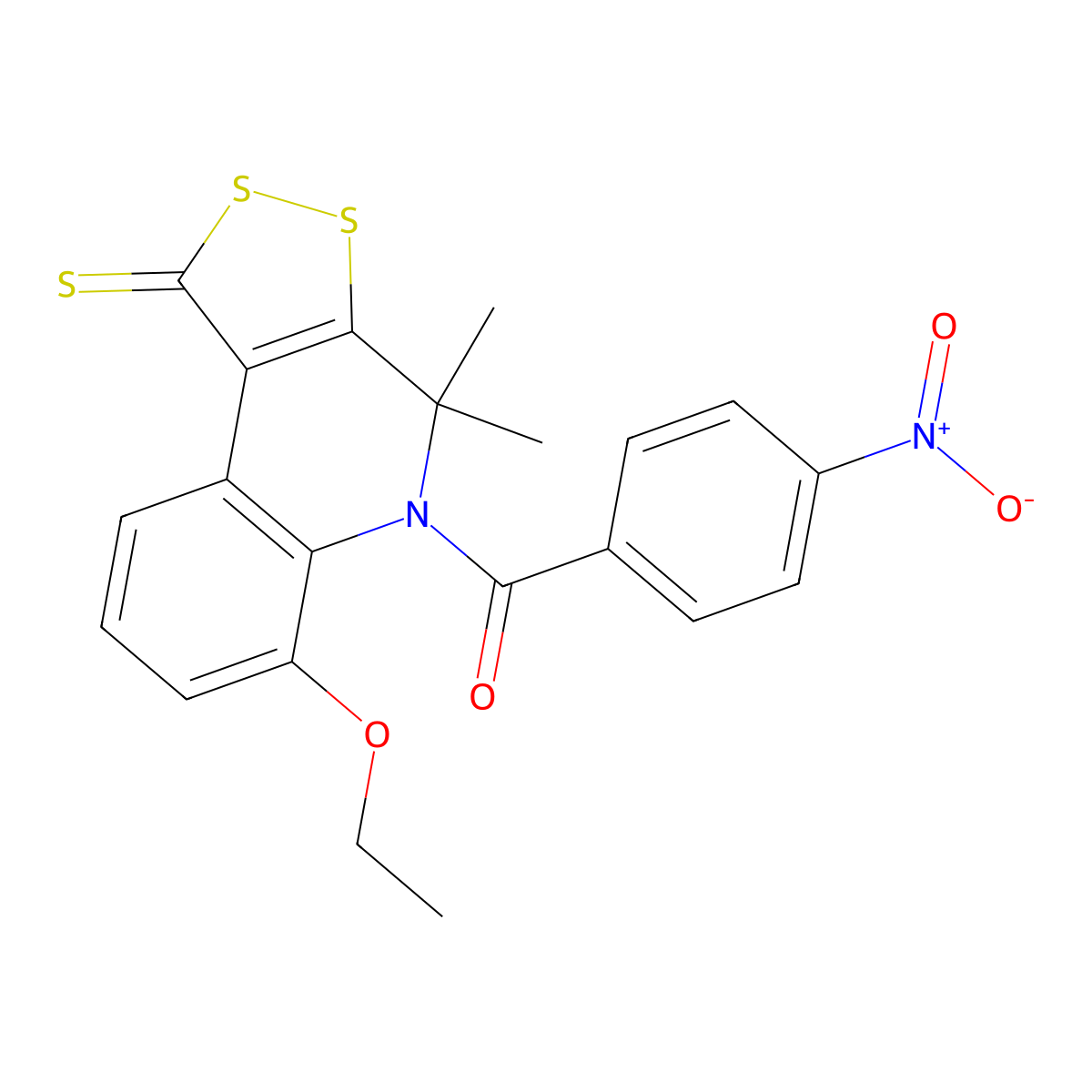(6-Ethoxy-4,4-dimethyl-1-sulfanylidenedithiolo[3,4-c]quinolin-5-yl)-(4-nitrophenyl)methanone molecular structure, CAS 327168-95-6