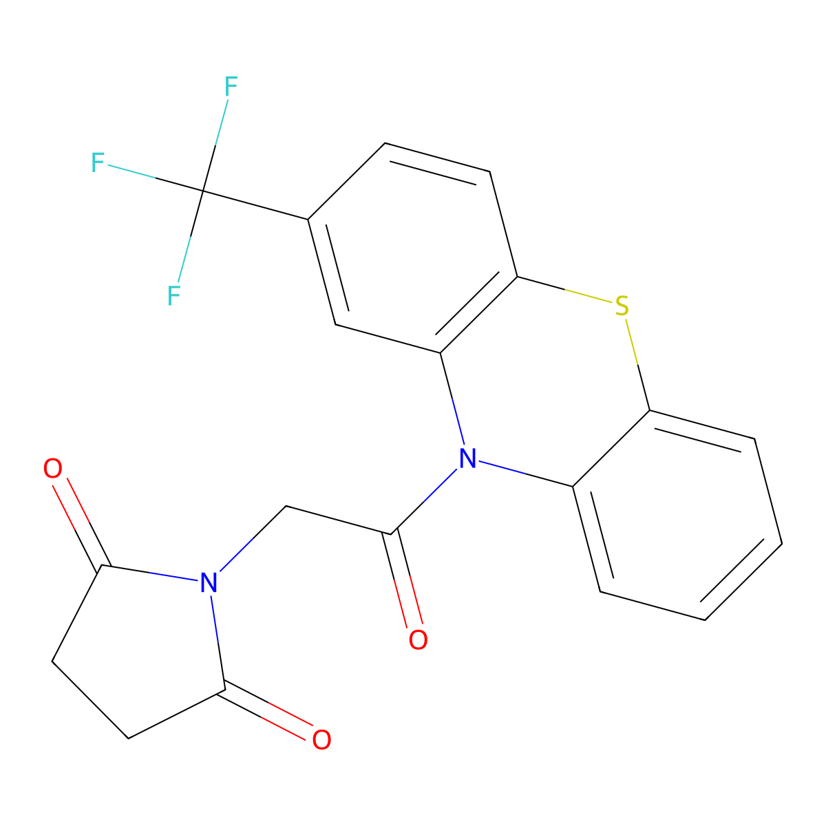 1-[2-Oxo-2-[2-(trifluoromethyl)phenothiazin-10-yl]ethyl]pyrrolidine-2,5-dione molecular structure, CAS 327168-96-7