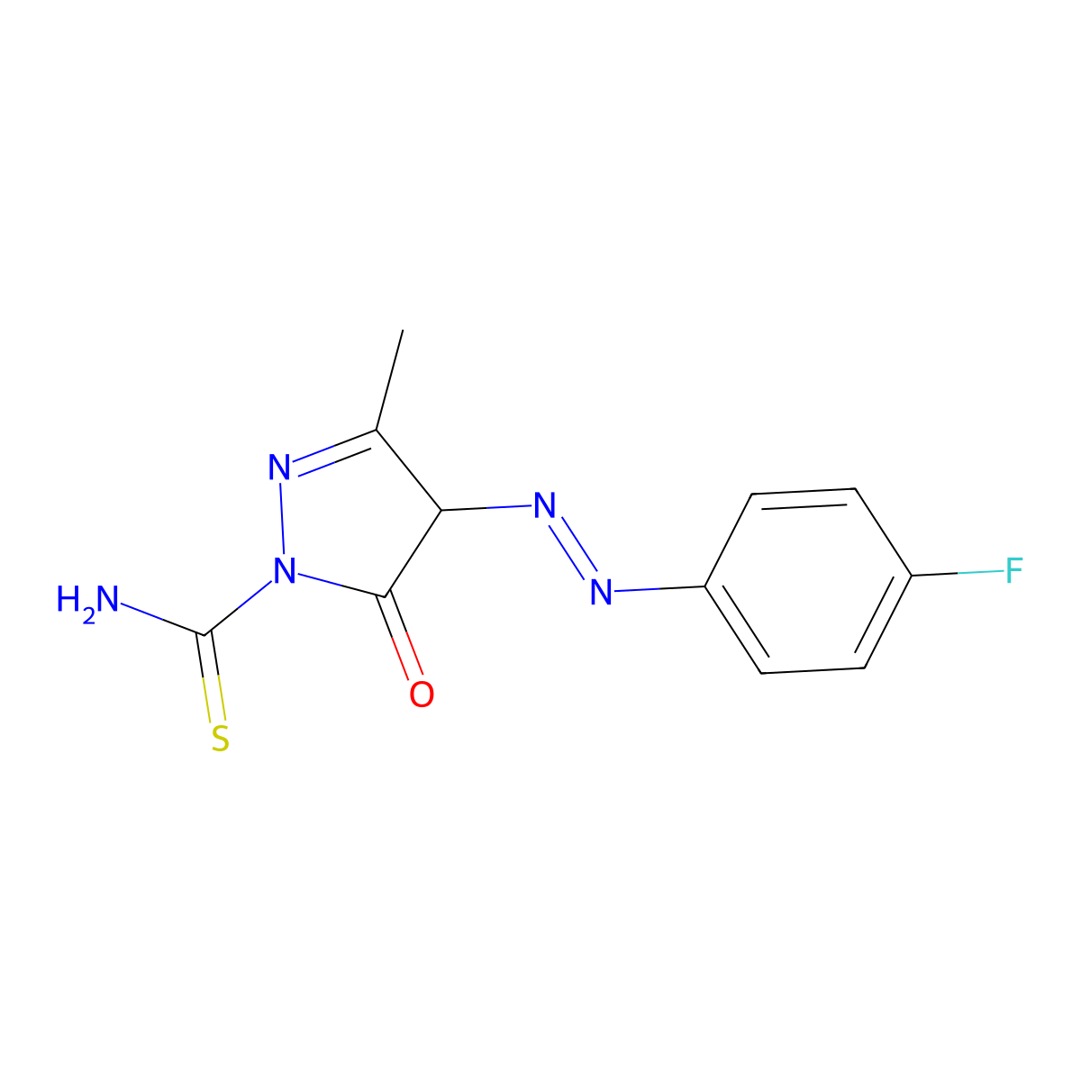 4-[(4-fluorophenyl)diazenyl]-3-methyl-5-oxo-4,5-dihydro-1H-pyrazole-1-carbothioamide molecular structure, CAS 327169-14-2