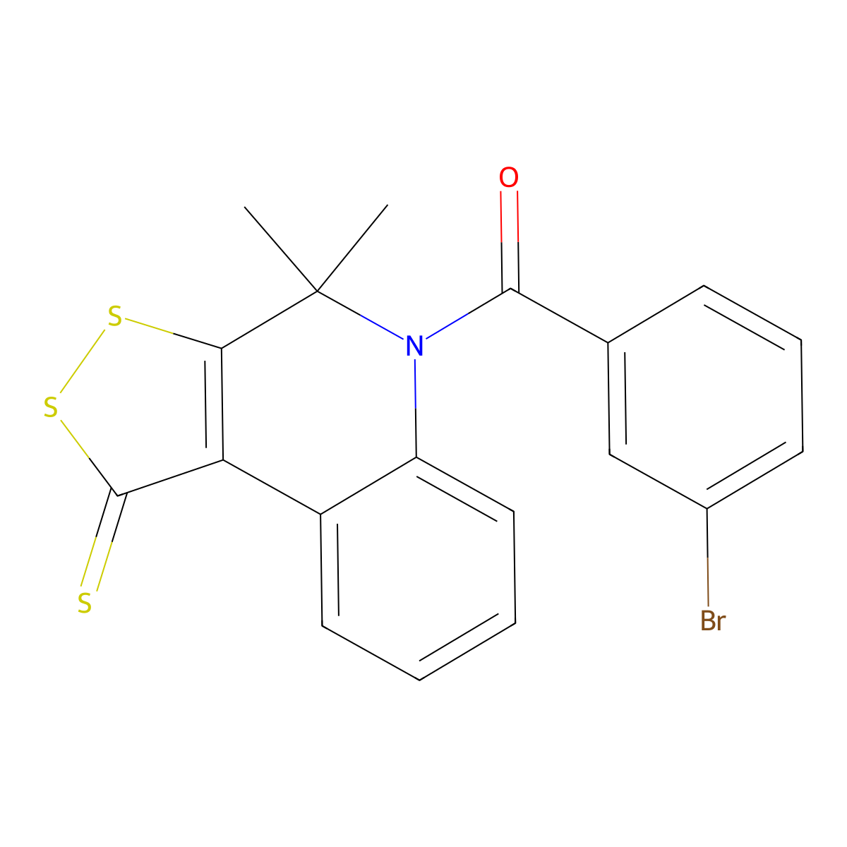 (3-bromophenyl)(4,4-dimethyl-1-thioxo-1,4-dihydro-5H-[1,2]dithiolo[3,4-c]quinolin-5-yl)methanone molecular structure, CAS 327169-43-7