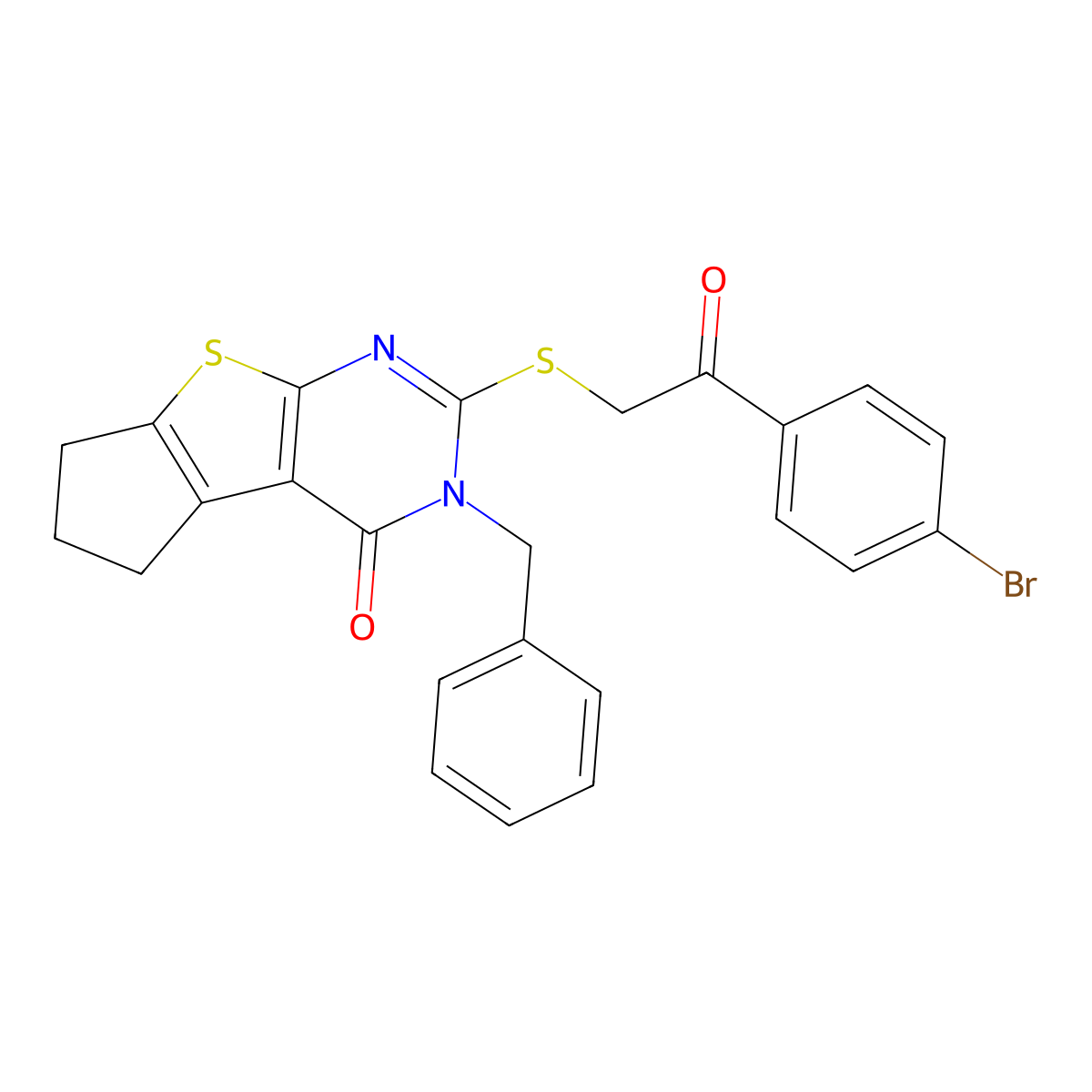 3-benzyl-2-{[2-(4-bromophenyl)-2-oxoethyl]sulfanyl}-3,5,6,7-tetrahydro-4H-cyclopenta[4,5]thieno[2,3-d]pyrimidin-4-one molecular structure, CAS 327169-55-1