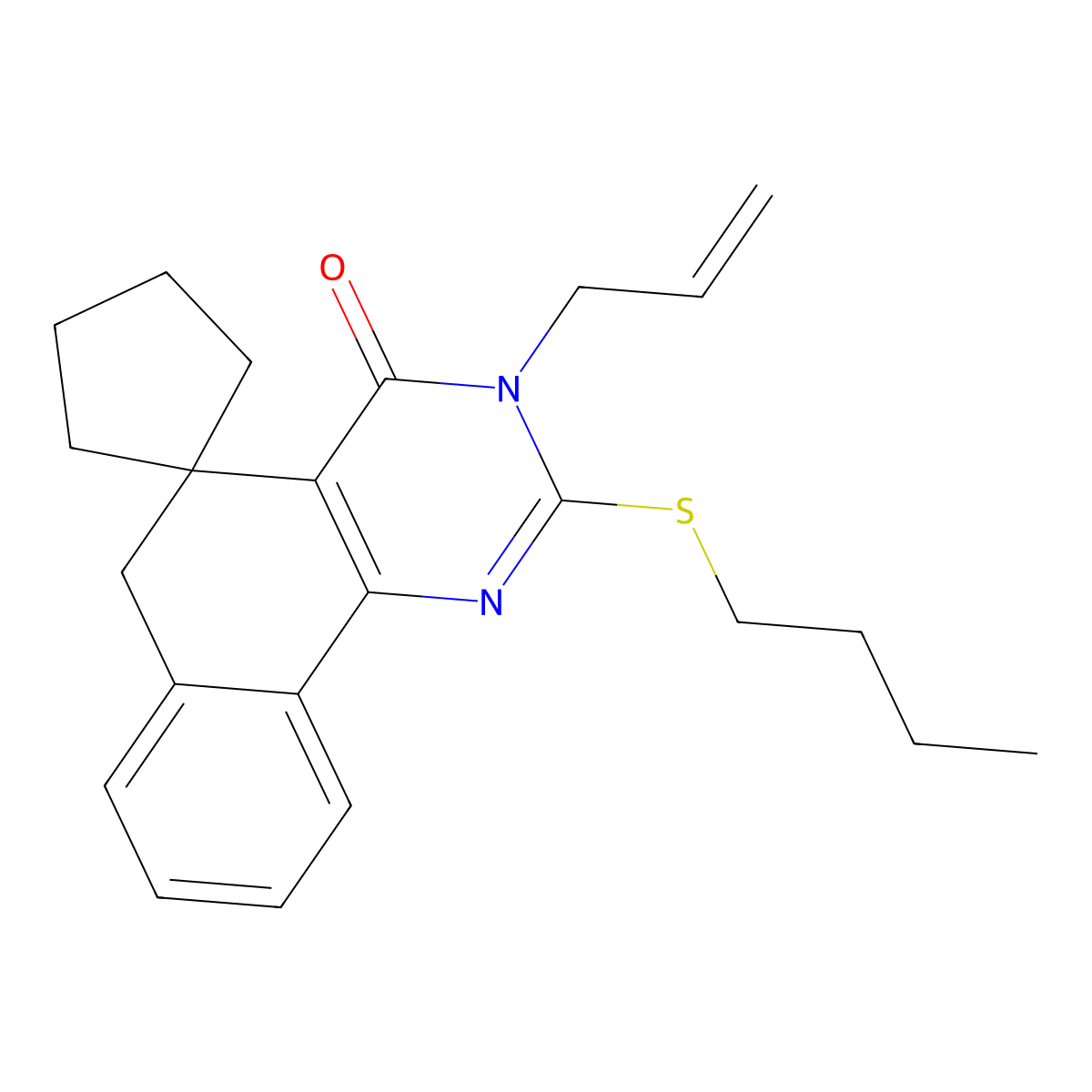 2-butylsulfanyl-3-prop-2-enylspiro[6H-benzo[h]quinazoline-5,1'-cyclopentane]-4-one molecular structure, CAS 327169-63-1