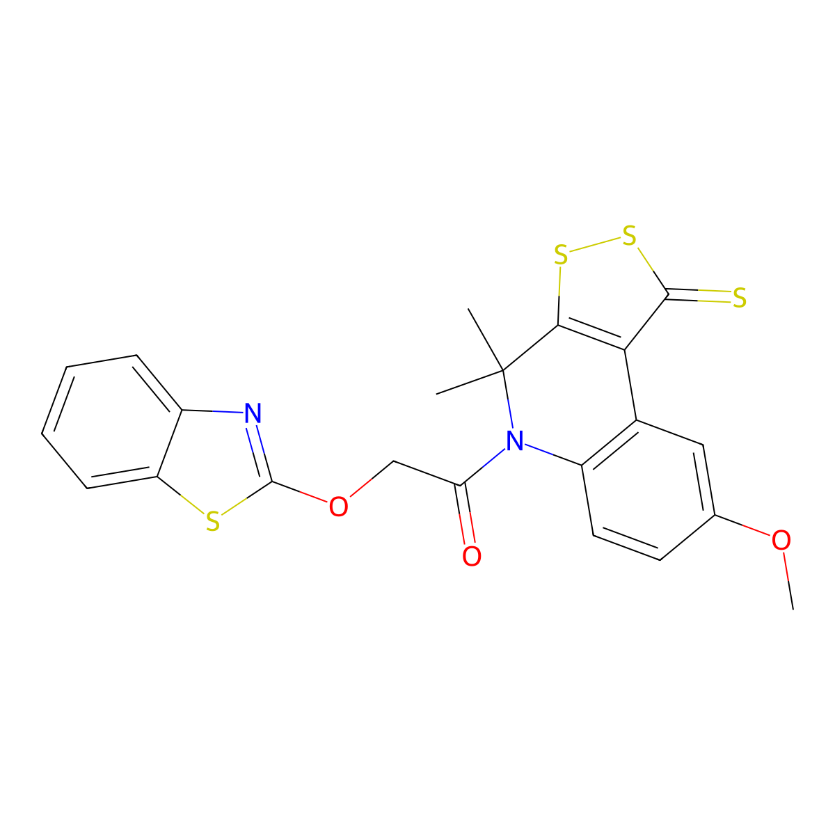 5-[(1,3-benzothiazol-2-yloxy)acetyl]-8-methoxy-4,4-dimethyl-4,5-dihydro-1H-[1,2]dithiolo[3,4-c]quinoline-1-thione molecular structure, CAS 327169-91-5