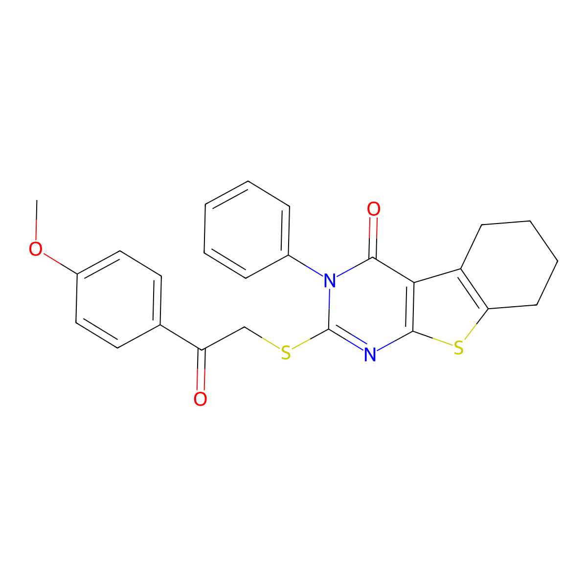 2-[2-(4-Methoxyphenyl)-2-oxoethyl]sulfanyl-3-phenyl-5,6,7,8-tetrahydro-[1]benzothiolo[2,3-d]pyrimidin-4-one molecular structure, CAS 327169-98-2