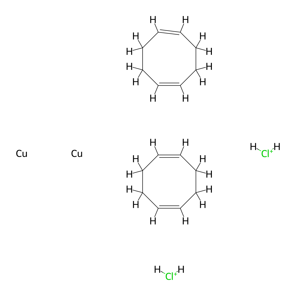 Chloro(1,5-cyclooctadiene)copper(I) dimer , [Cu(COD)Cl]2 molecular structure, CAS 32717-95-6