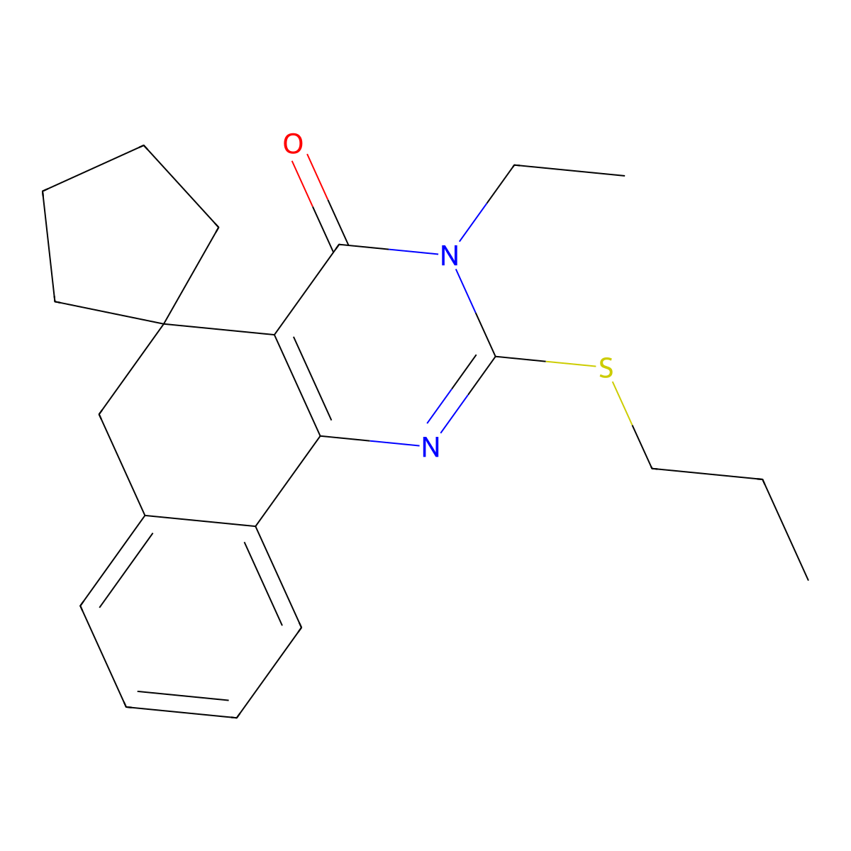 3-ethyl-2-propylsulfanylspiro[6H-benzo[h]quinazoline-5,1'-cyclopentane]-4-one molecular structure, CAS 327170-16-1
