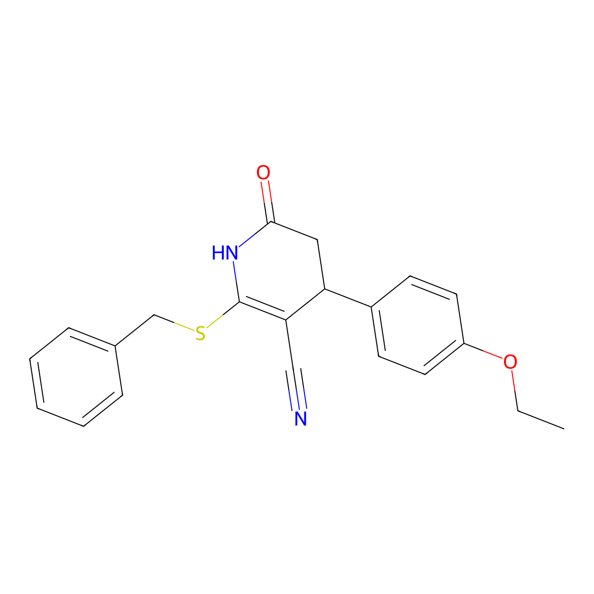 6-benzylsulfanyl-4-(4-ethoxyphenyl)-2-oxo-3,4-dihydro-1H-pyridine-5-carbonitrile molecular structure, CAS 327170-20-7