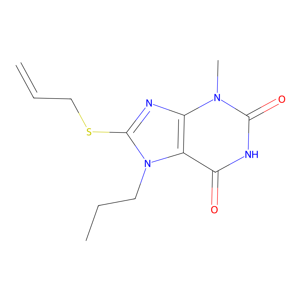 8-(allylthio)-3-methyl-7-propyl-1H-purine-2,6(3H,7H)-dione molecular structure, CAS 327170-35-4