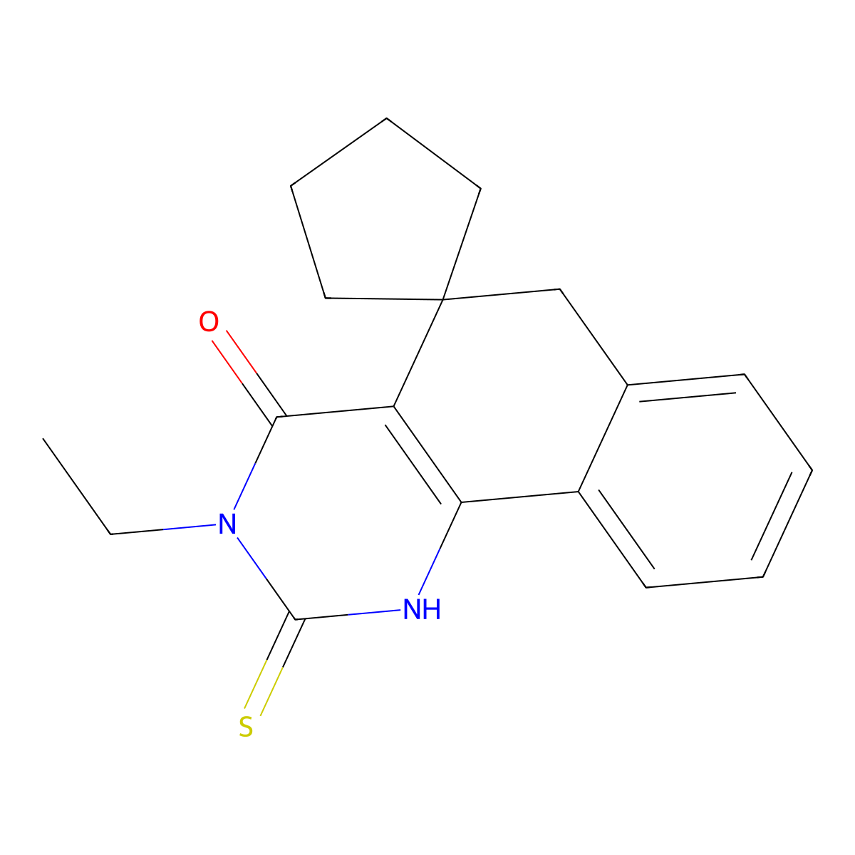 3-Ethyl-2-sulfanylidenespiro[1,6-dihydrobenzo[h]quinazoline-5,1'-cyclopentane]-4-one molecular structure, CAS 327170-44-5