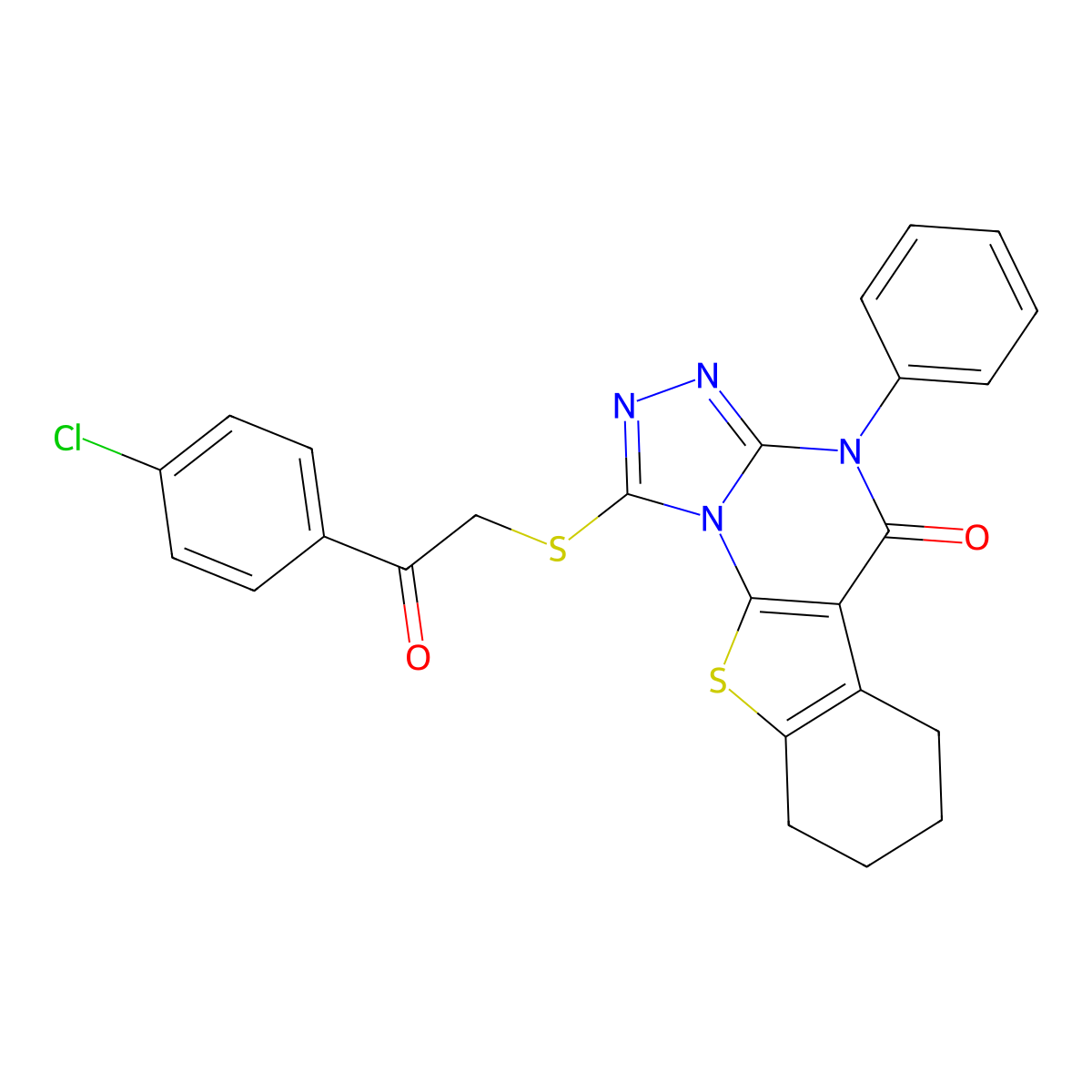 1-{[2-(4-chlorophenyl)-2-oxoethyl]sulfanyl}-4-phenyl-6,7,8,9-tetrahydro[1]benzothieno[3,2-e][1,2,4]triazolo[4,3-a]pyrimidin-5(4H)-one molecular structure, CAS 327170-48-9
