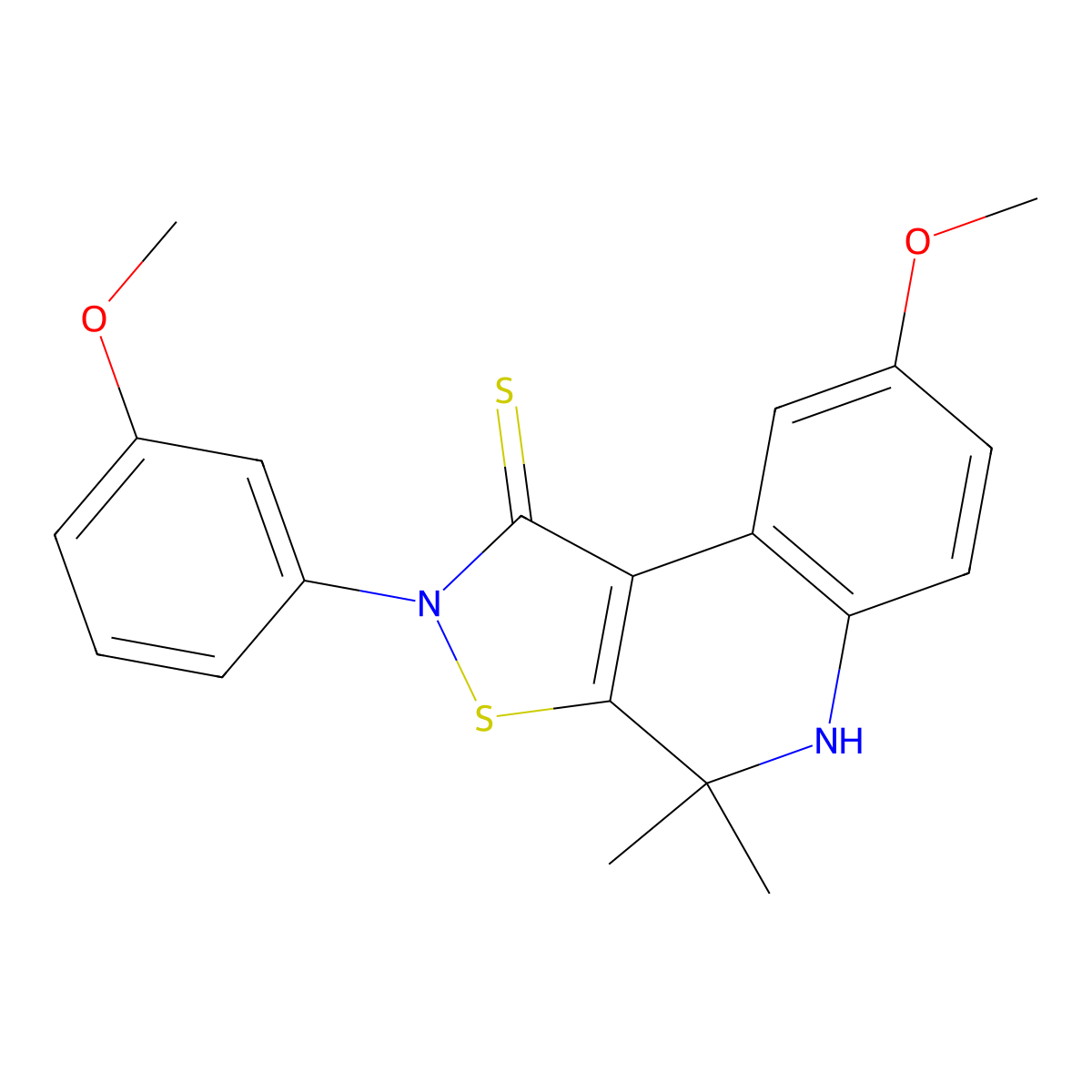 8-methoxy-2-(3-methoxyphenyl)-4,4-dimethyl-4,5-dihydroisothiazolo[5,4-c]quinoline-1(2H)-thione molecular structure, CAS 327170-69-4
