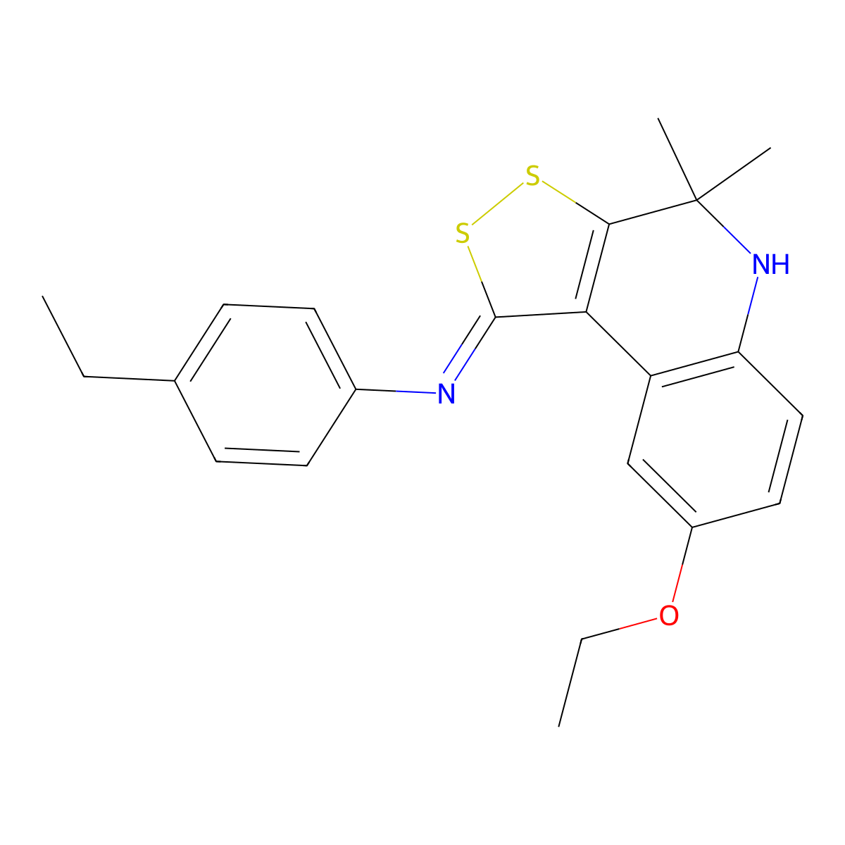 8-ethoxy-N-(4-ethylphenyl)-4,4-dimethyl-5H-dithiolo[3,4-c]quinolin-1-imine molecular structure, CAS 327170-70-7