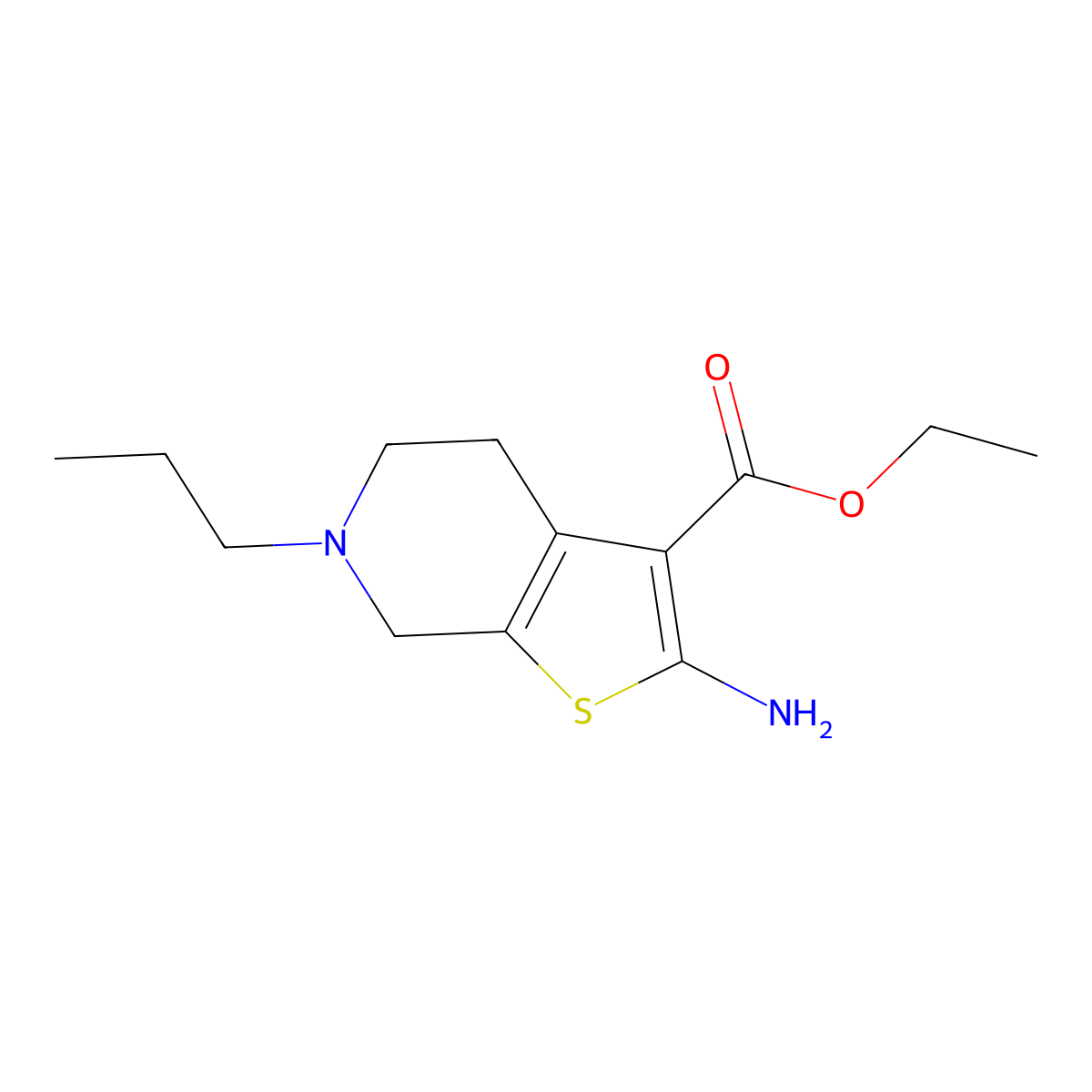 ethyl 2-amino-6-propyl-4H,5H,6H,7H-thieno(2,3-c)pyridine-3-carboxylate molecular structure, CAS 327170-78-5