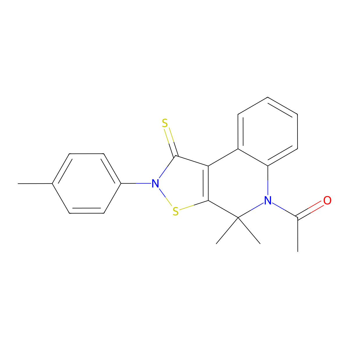 5-acetyl-4,4-dimethyl-2-(4-methylphenyl)-4,5-dihydroisothiazolo[5,4-c]quinoline-1(2H)-thione molecular structure, CAS 327170-79-6