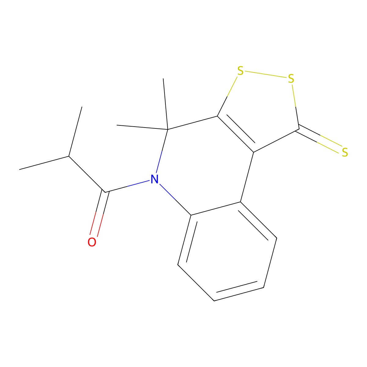 1-(4,4-dimethyl-1-thioxo-1,4-dihydro-5H-[1,2]dithiolo[3,4-c]quinolin-5-yl)-2-methylpropan-1-one molecular structure, CAS 327171-02-8