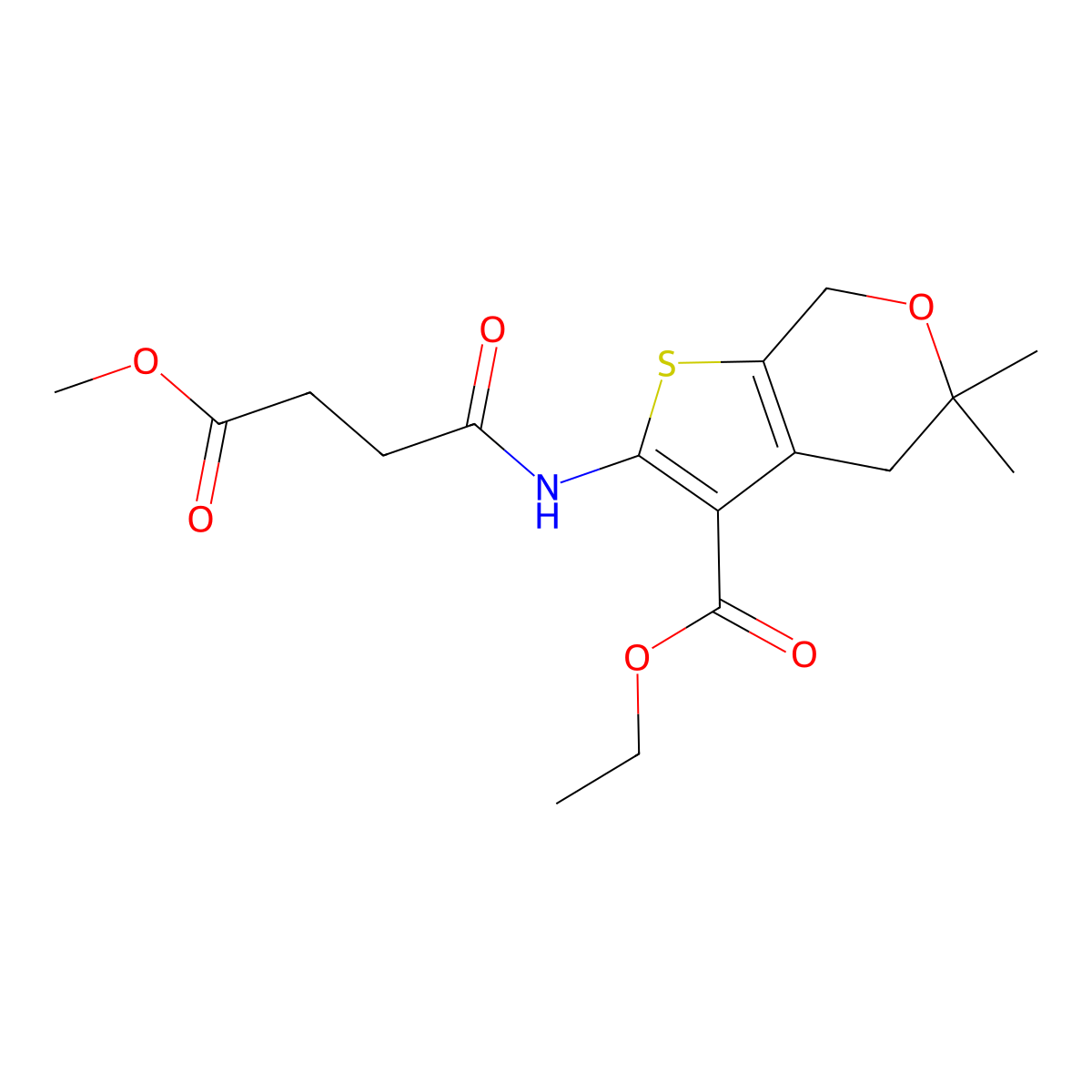 Ethyl 2-[(4-methoxy-4-oxobutanoyl)amino]-5,5-dimethyl-4,7-dihydrothieno[2,3-c]pyran-3-carboxylate molecular structure, CAS 327171-04-0