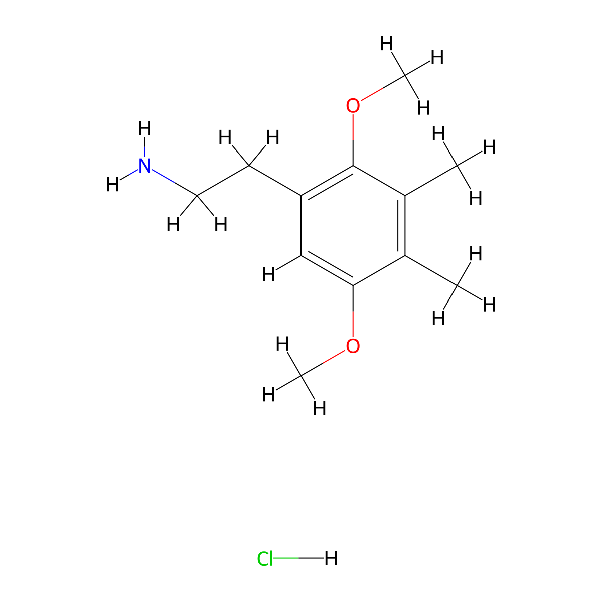 2,5-Dimethoxy-3,4-dimethylphenethylamine hydrochloride molecular structure, CAS 327175-14-4