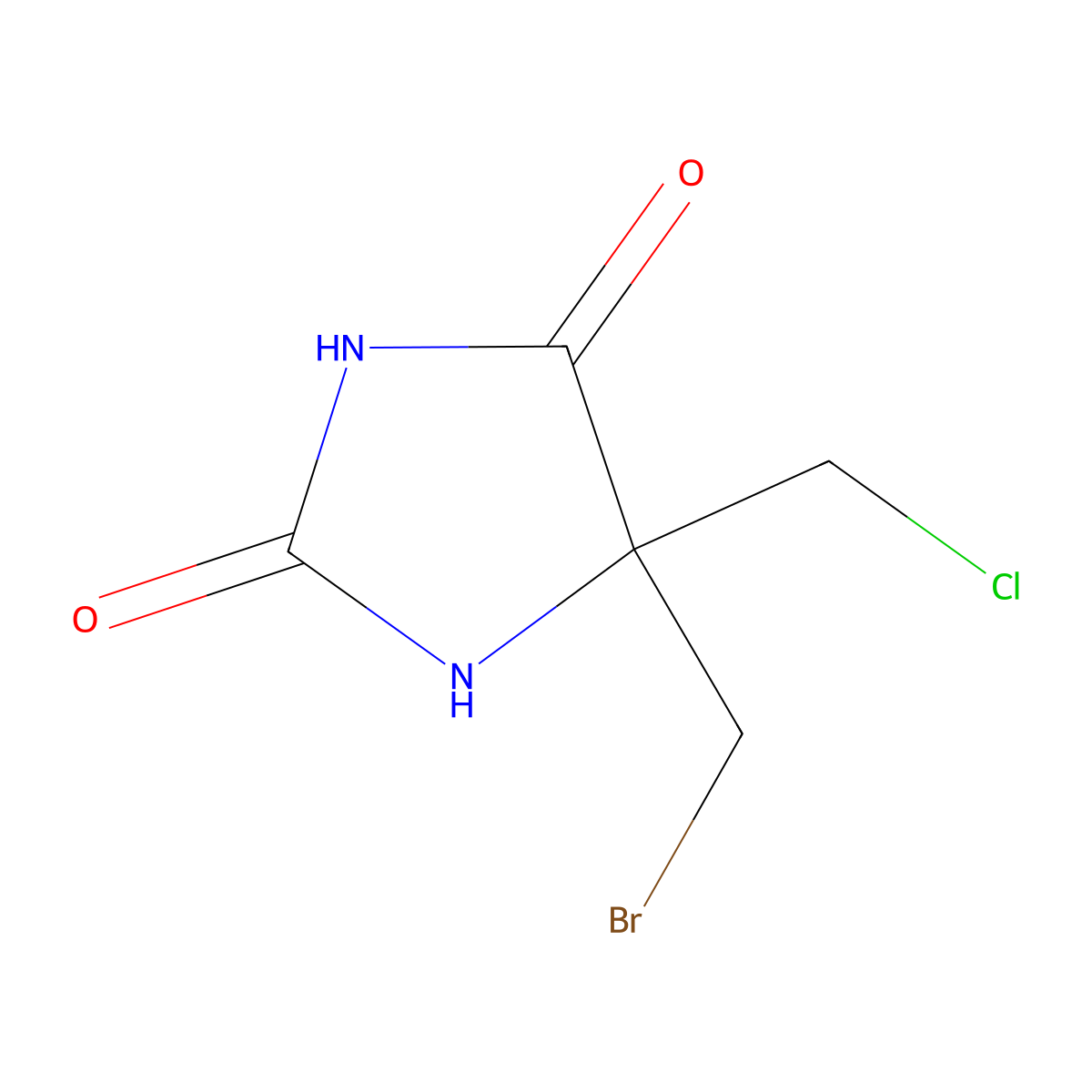 Bromochloro-5,5-dimethylimidazolidine-2,4-dione molecular structure, CAS 32718-18-6