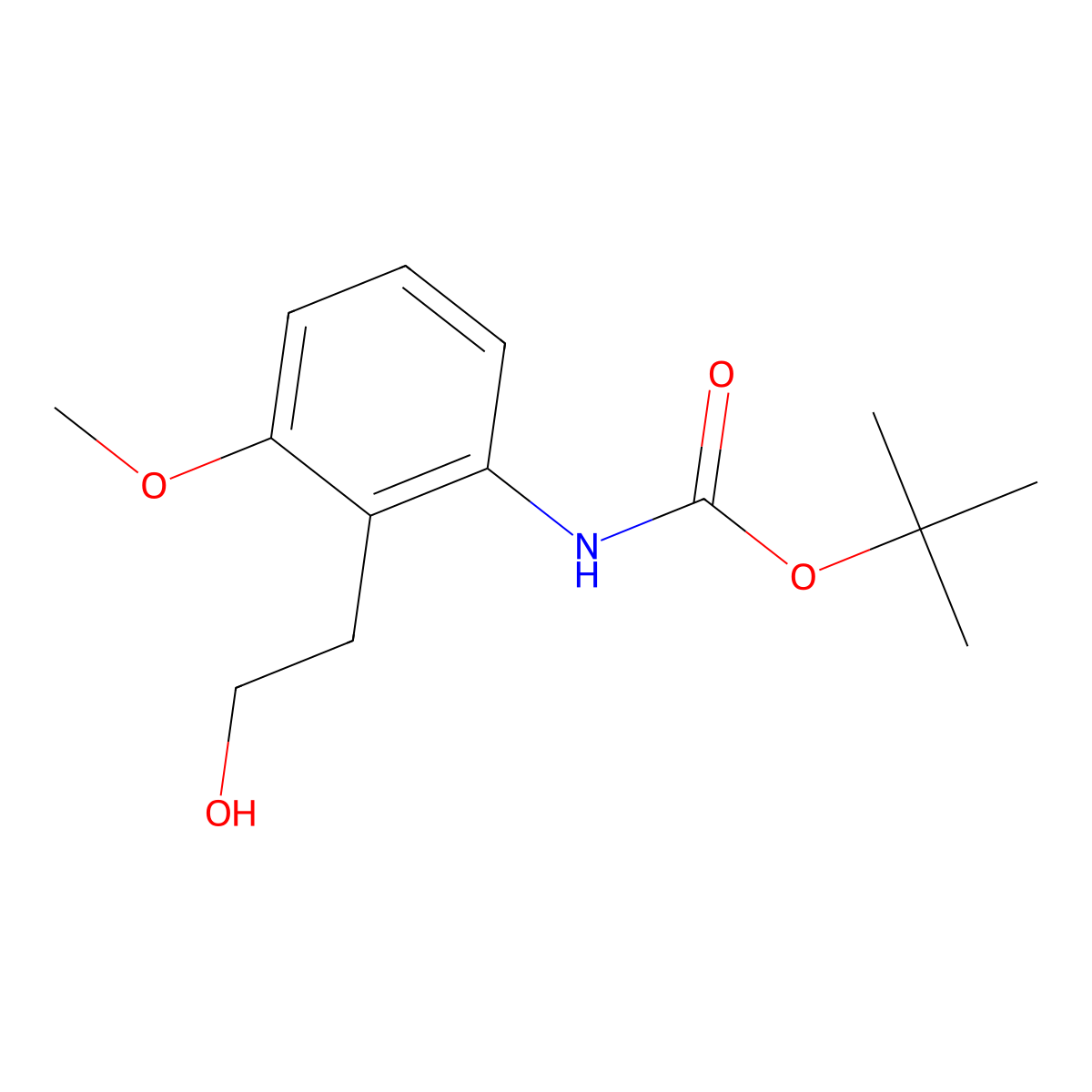tert-butyl N-[2-(2-hydroxyethyl)-3-methoxyphenyl]carbamate molecular structure, CAS 327183-29-9