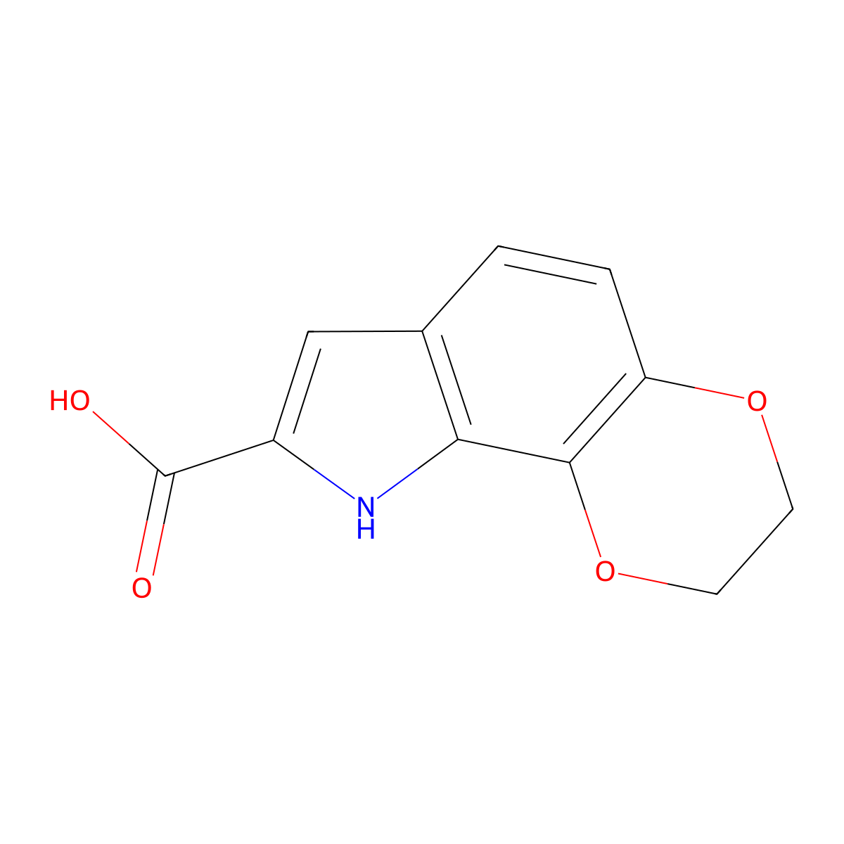 2H,3H,9H-[1,4]dioxino[2,3-g]indole-8-carboxylic acid molecular structure, CAS 327183-55-1
