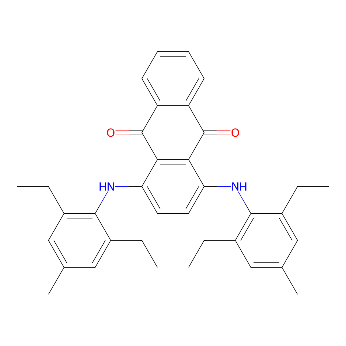 1,4-Bis(2,6-diethyl-4-toluidino)anthraquinone molecular structure, CAS 32724-62-2