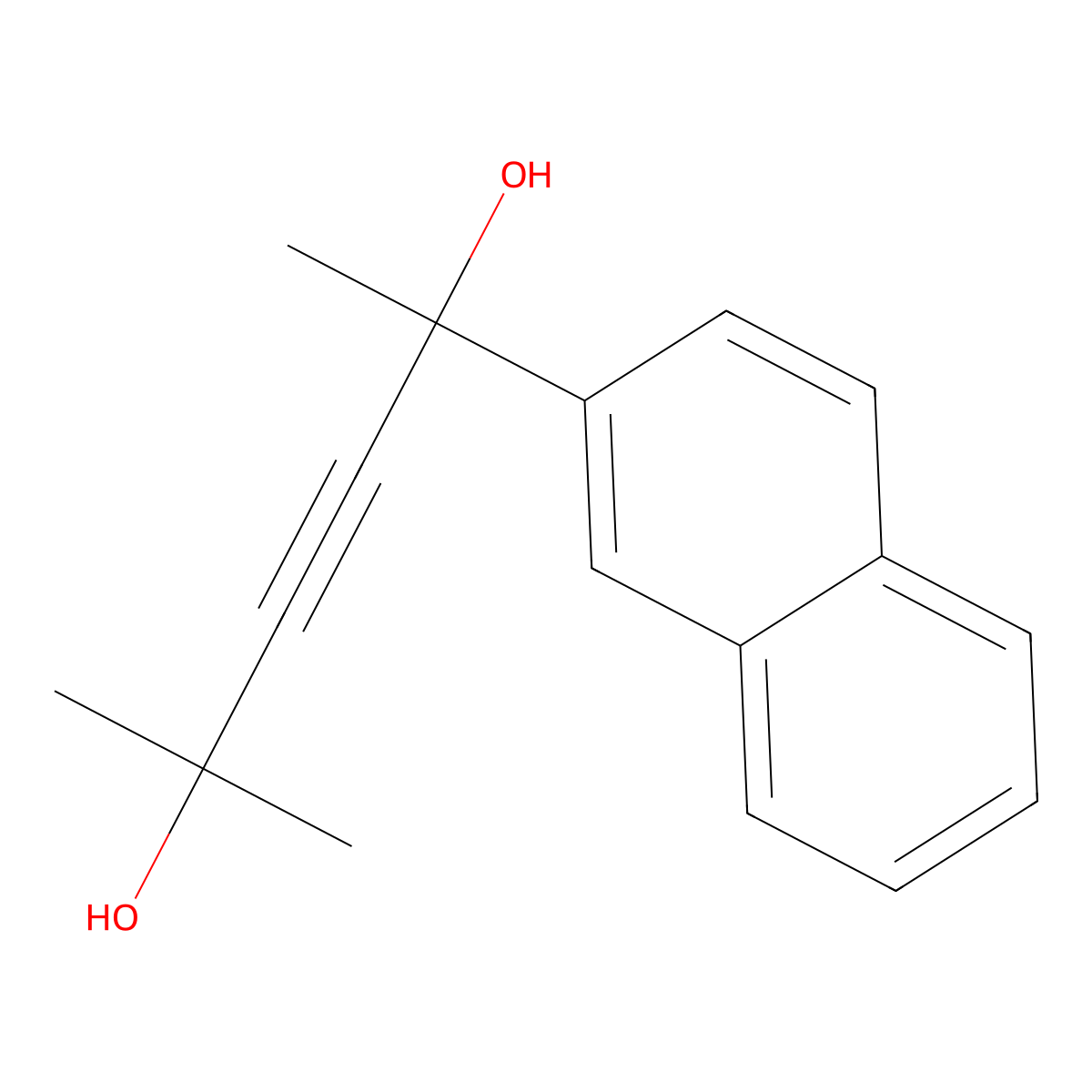 2-Methyl-5-naphthalen-2-ylhex-3-yne-2,5-diol molecular structure, CAS 32729-49-0