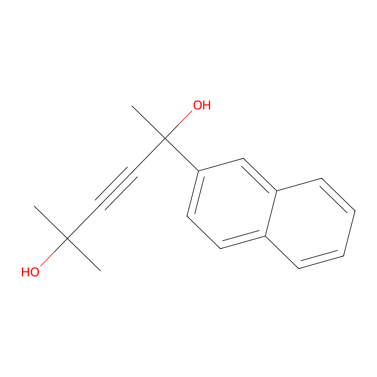 2-Methyl-5-naphthalen-2-ylhex-3-yne-2,5-diol molecular structure, CAS 32729-49-0