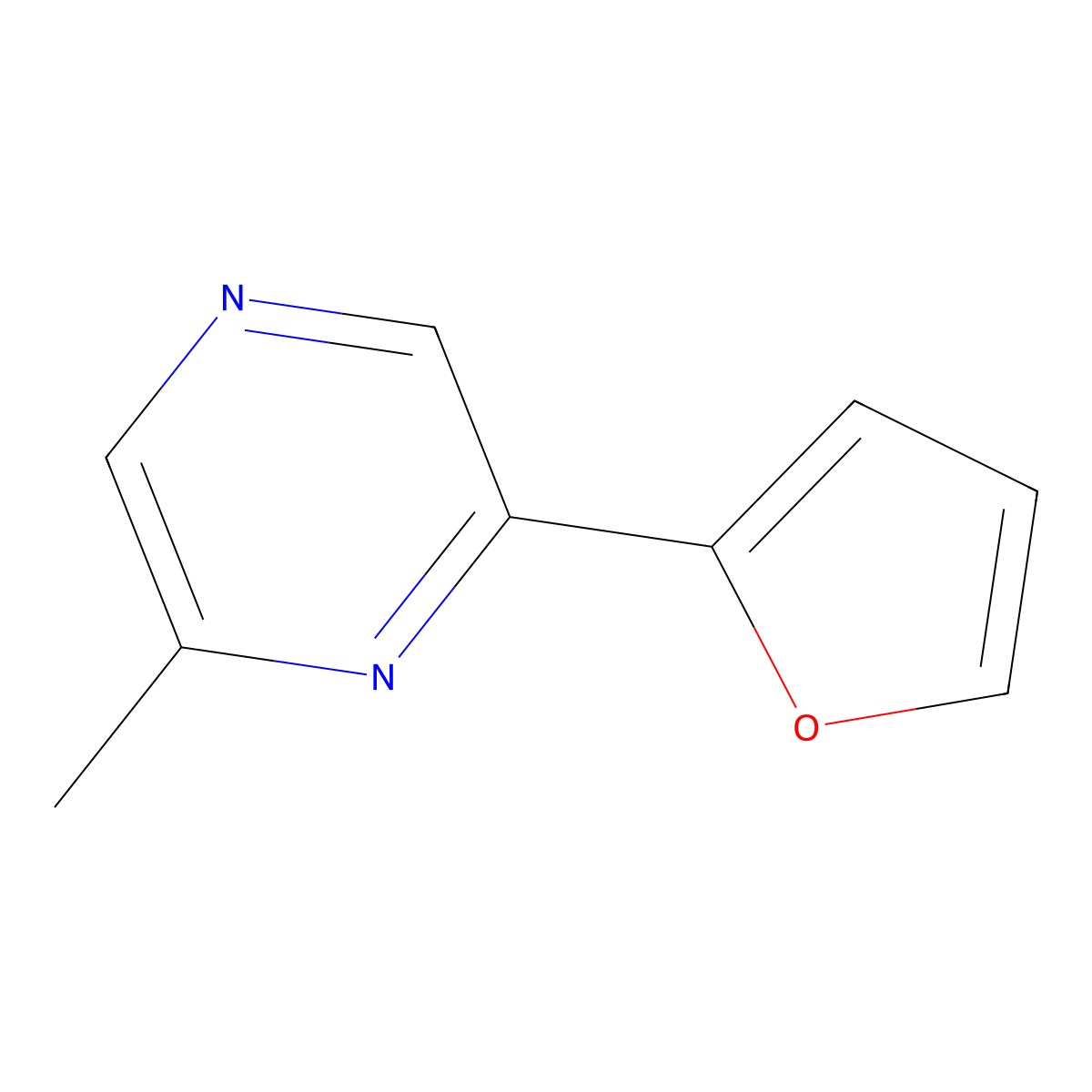 2-(2'-Furyl)-6-methylpyrazine molecular structure, CAS 32737-03-4