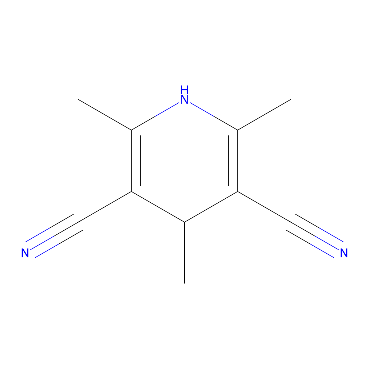 2,4,6-Trimethyl-1,4-dihydropyridine-3,5-dicarbonitrile molecular structure, CAS 3274-37-1