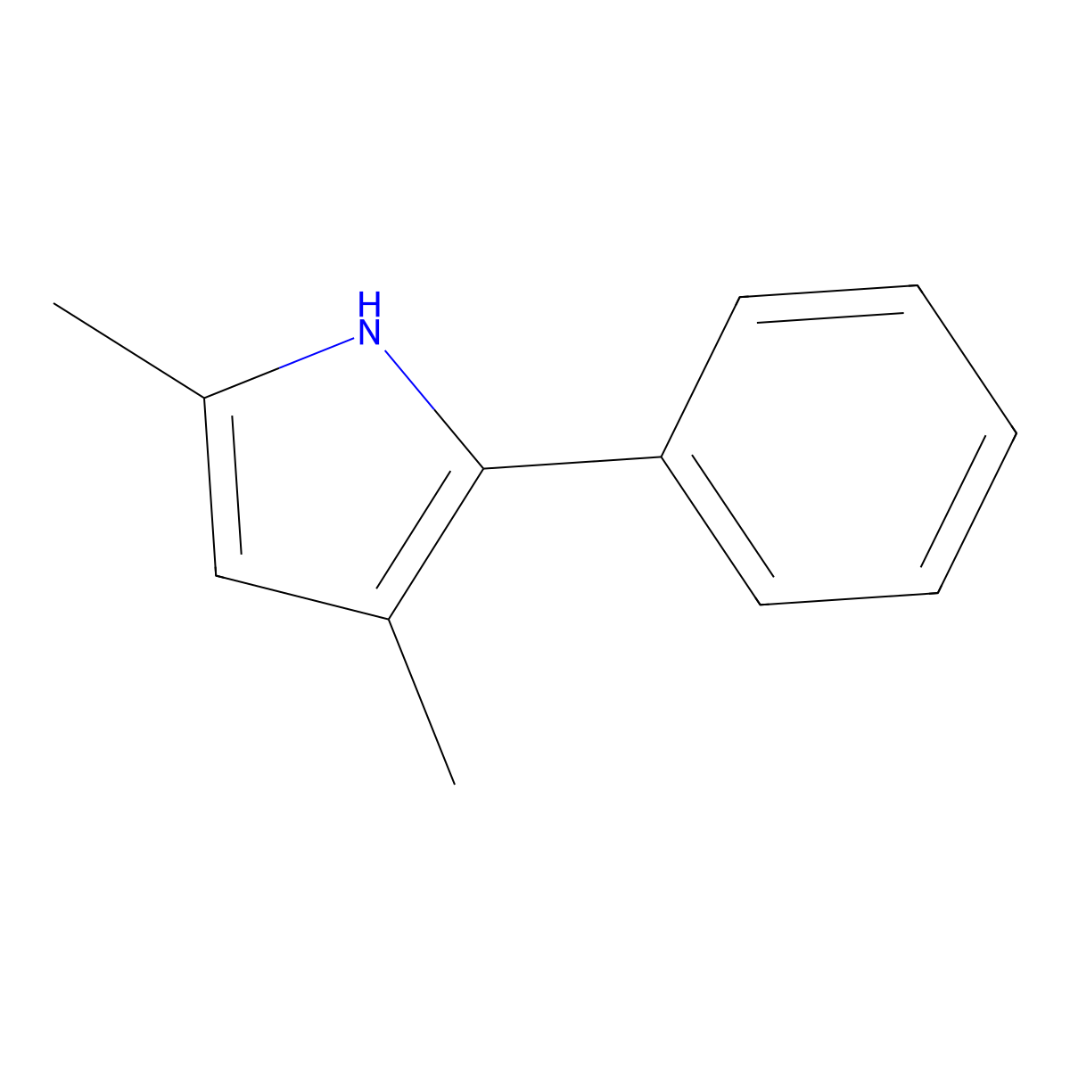 3,5-Dimethyl-2-phenyl-1H-pyrrole molecular structure, CAS 3274-53-1